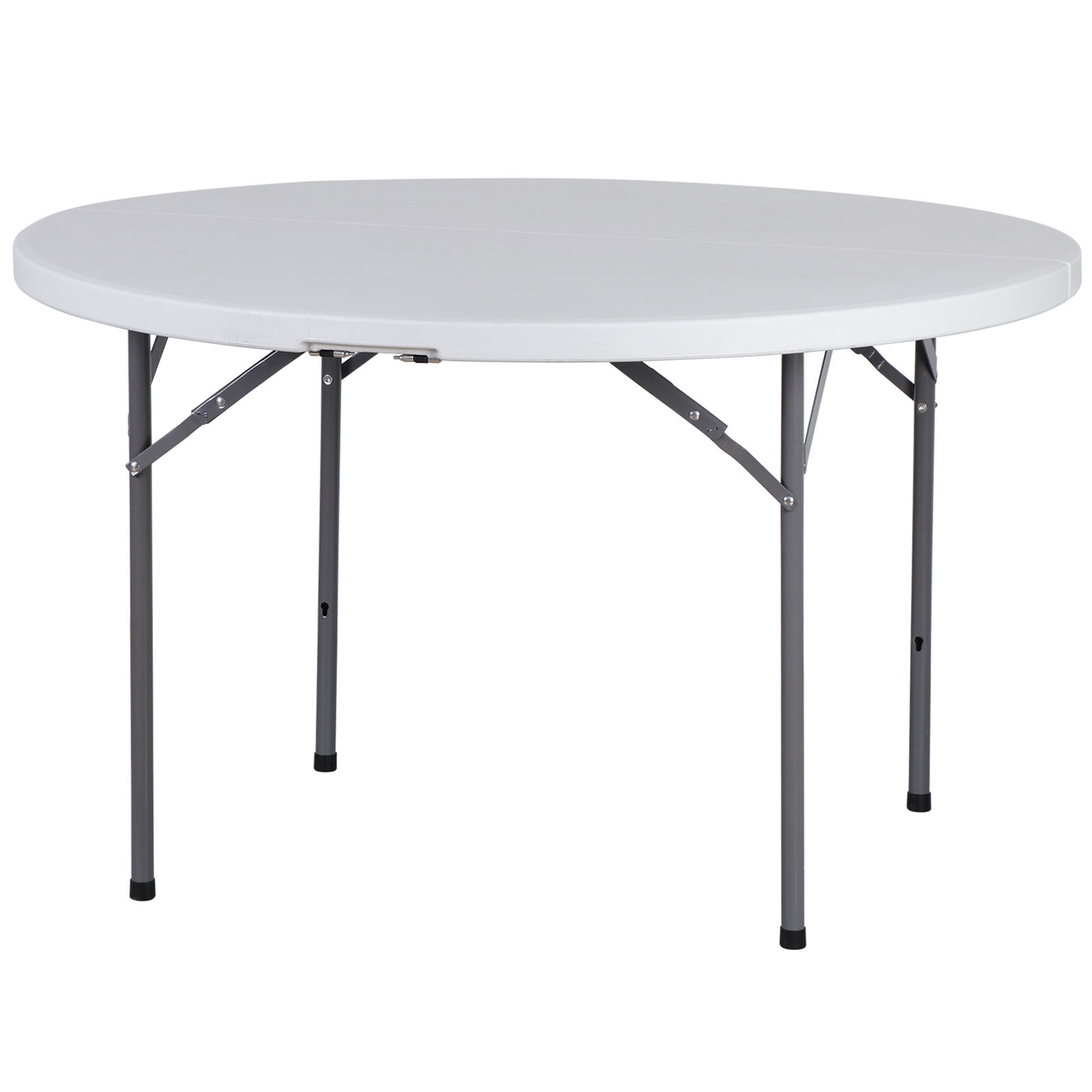 White 4FT Foldable Round Table w/Carry Handle Easy to Store for Transport Use