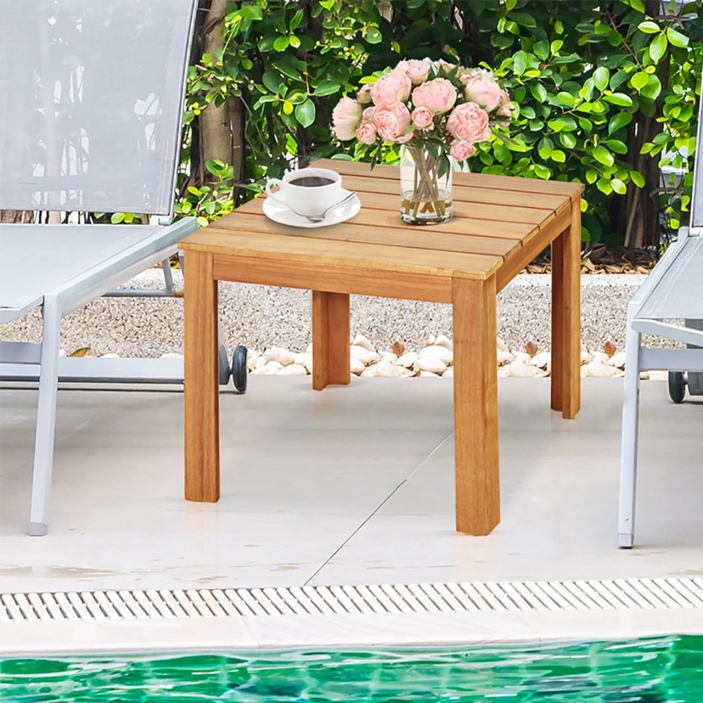 FSC-Certified Acacia Patio Table 18x18x16in 220lb Capacity Modern Bistro Style