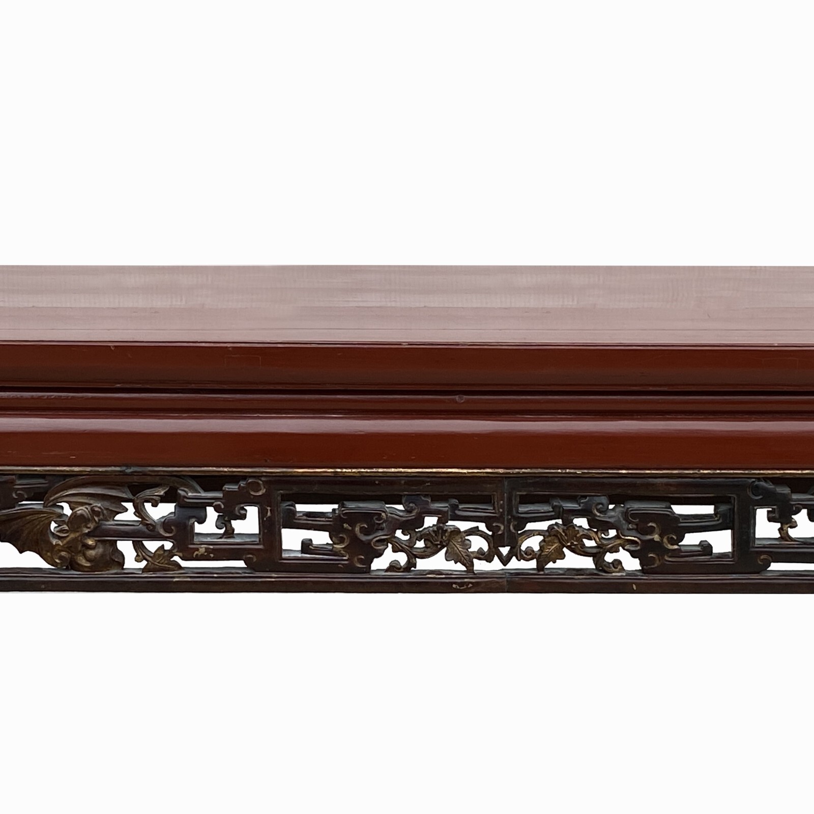 Chinese Vintage Brick Red Relief Ru Yi Carving Long Altar Console Table cs7757
