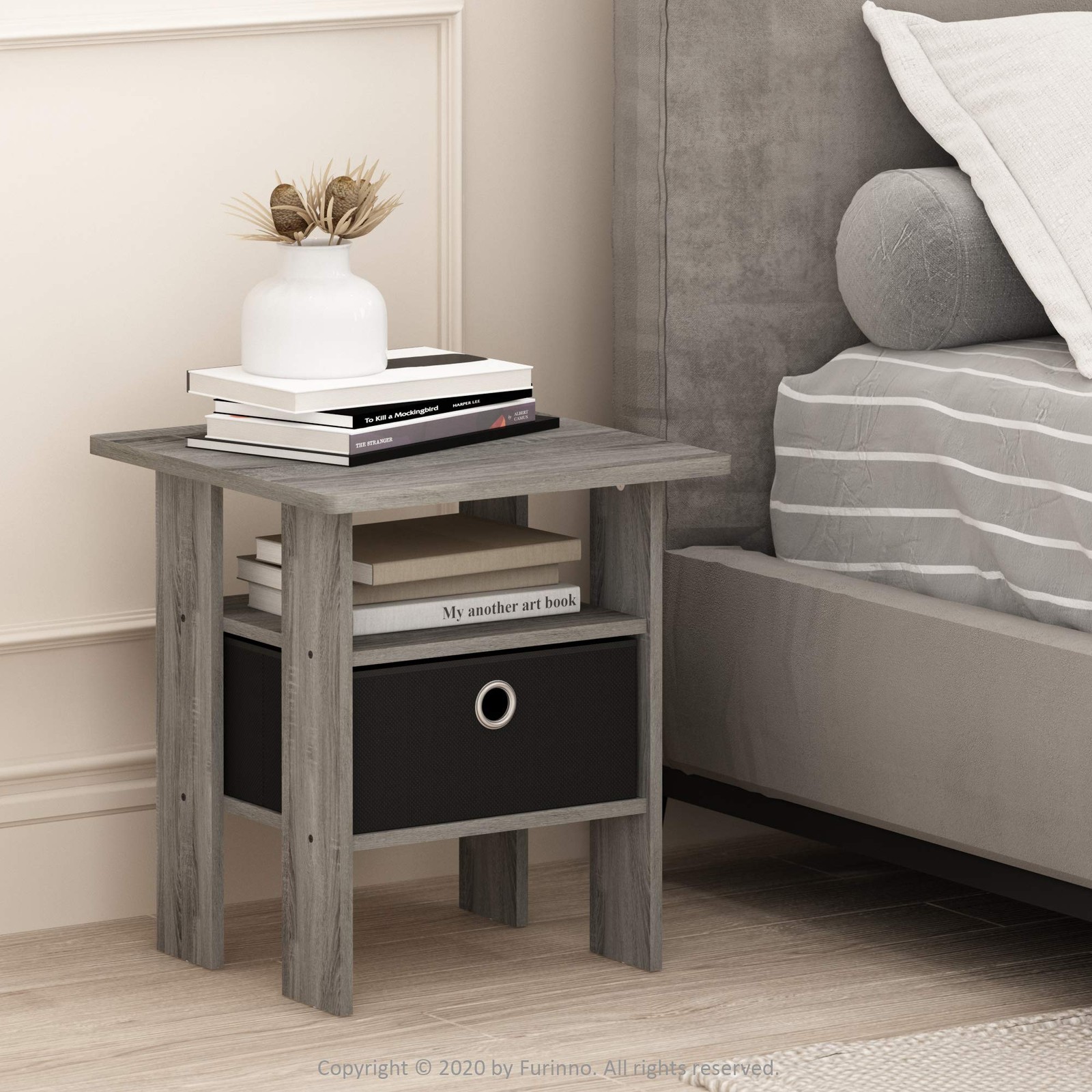 Furinno ANDREY Side Table, End Table, Night Stand with Open Shelves and Stora…