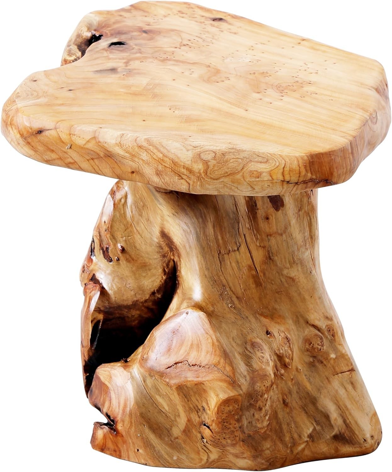 13.8″ Cedar Stump Stool Natural Wood Side Table Live Edge Coffee Table