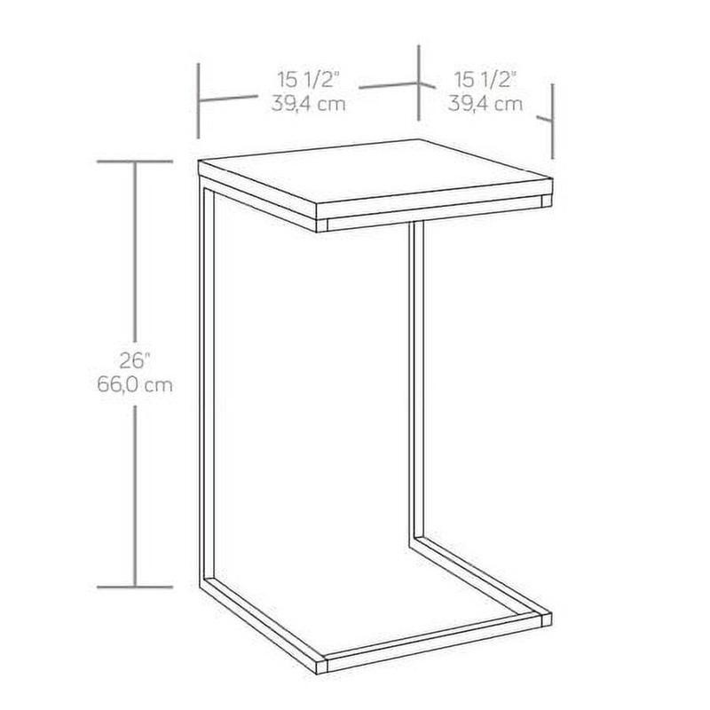 C-Shape Metal End Table Rectangle Any Room Small Space Canyon Walnut Finish Hot