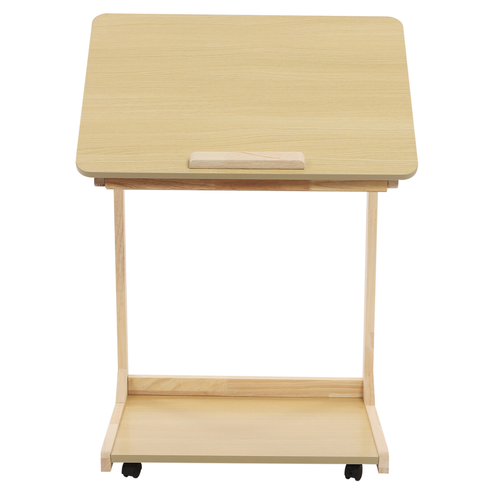 C Shaped End Table 23.62*15.75*24.8in Sofa Table Adjustable Tilt Angle W/ Wheels