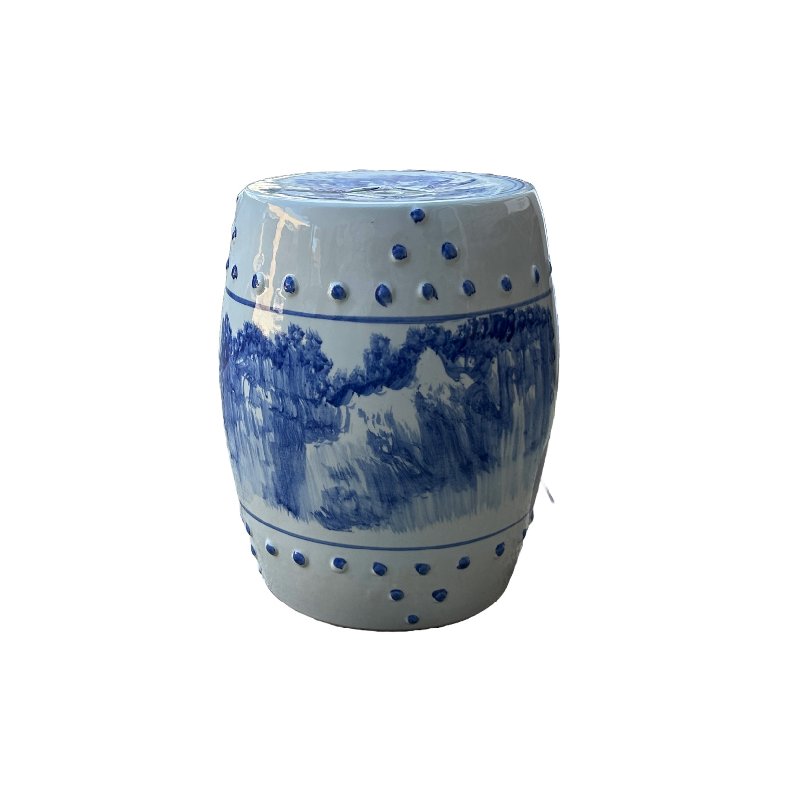 Chinese Blue & White Porcelain Scenery Round Stool Table ws4768