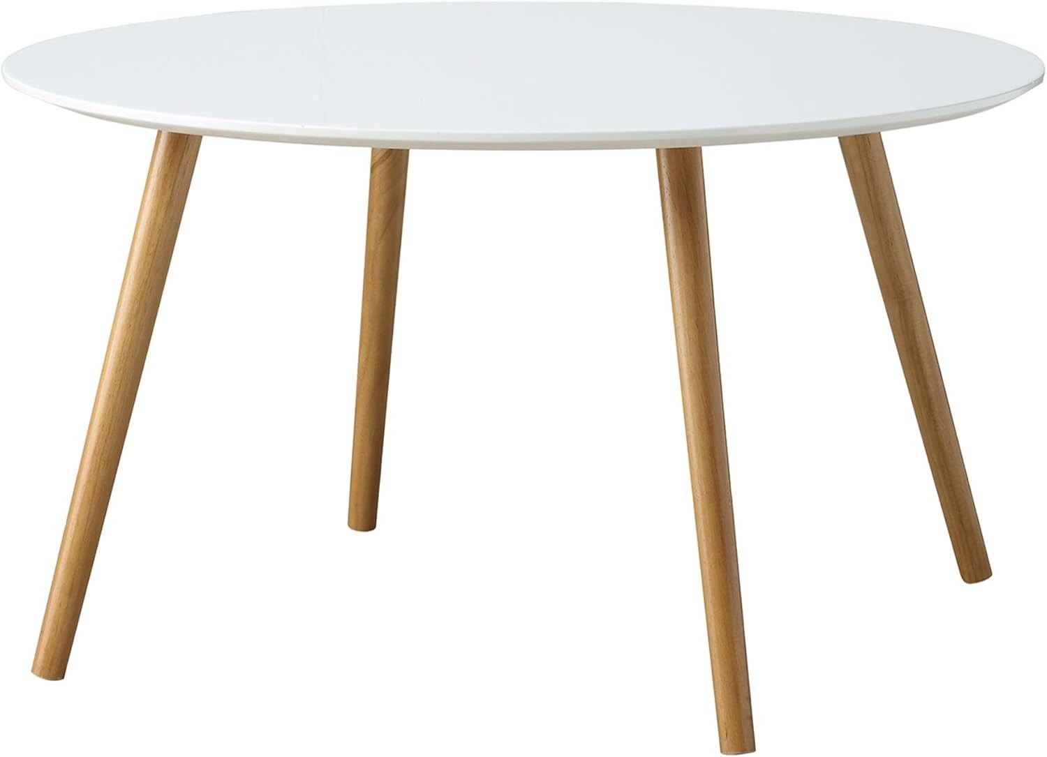 Round Coffee Table – Mid-Century Modern Minimalist Design Glossy White Top