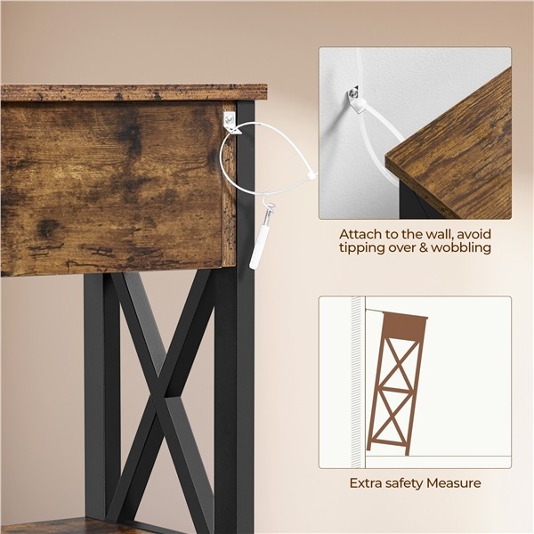 Industrial Console Table Hallway Table with Drawer and Storage for Living Room
