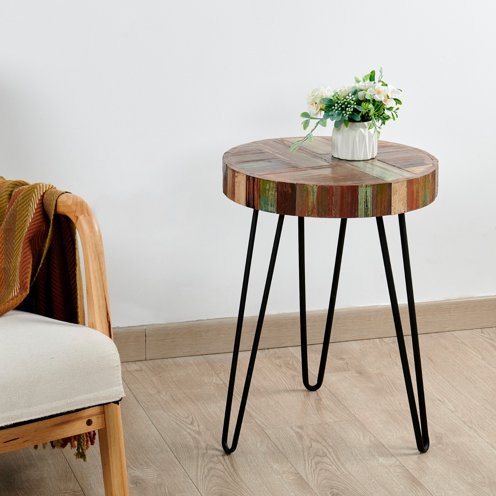 Greenage End Table Sofa Side Table Reclaimed Wood Living Room Bedroom Furniture