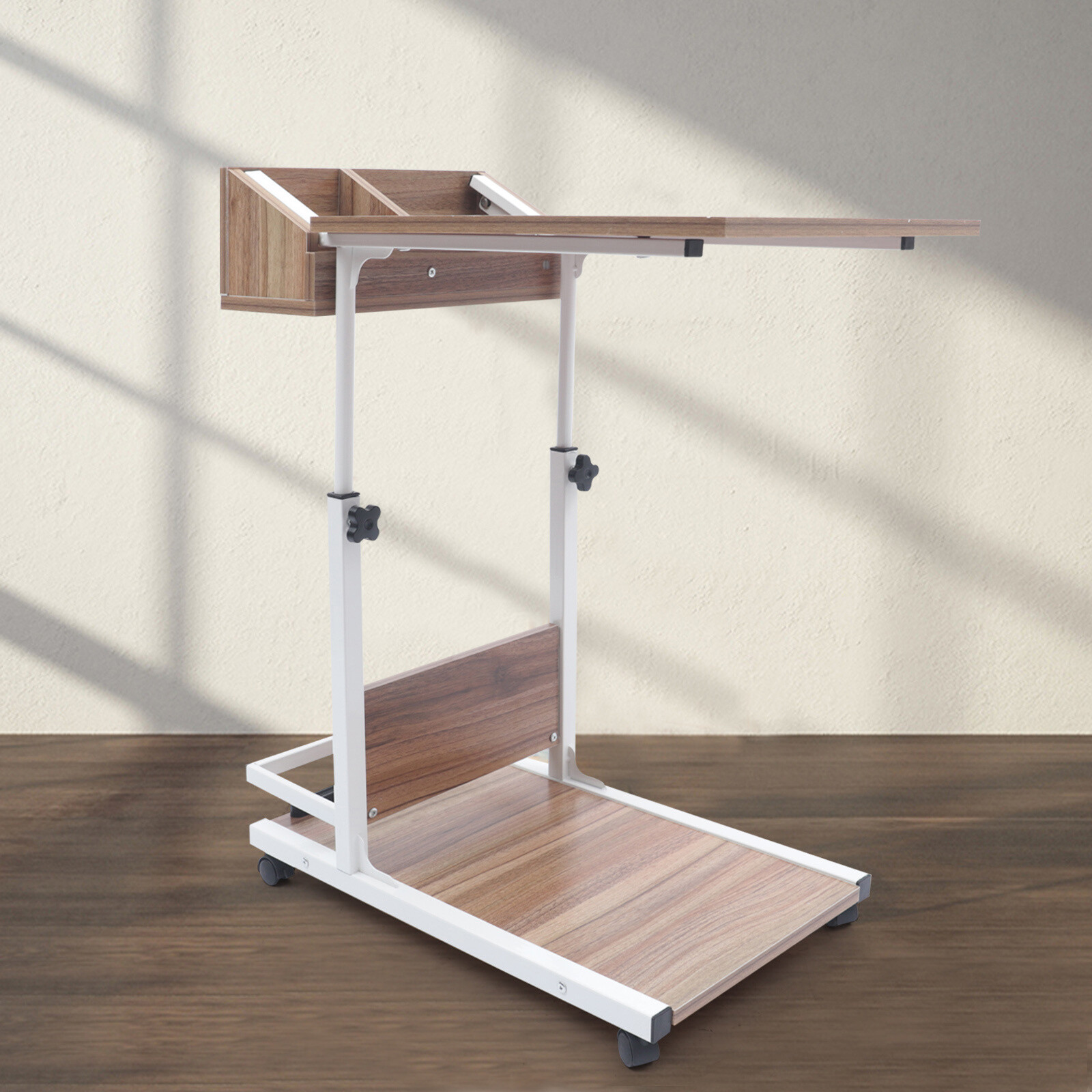 Adjustable Height Laptop Desk Rolling Bedside Table Computer Over Bed Standing