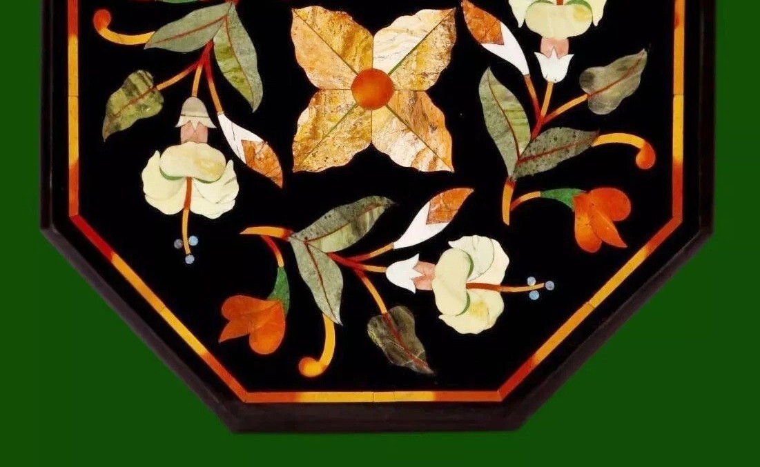 18″ black marble Table Top coffee Inlay Handicraft pietradura mop floral decor