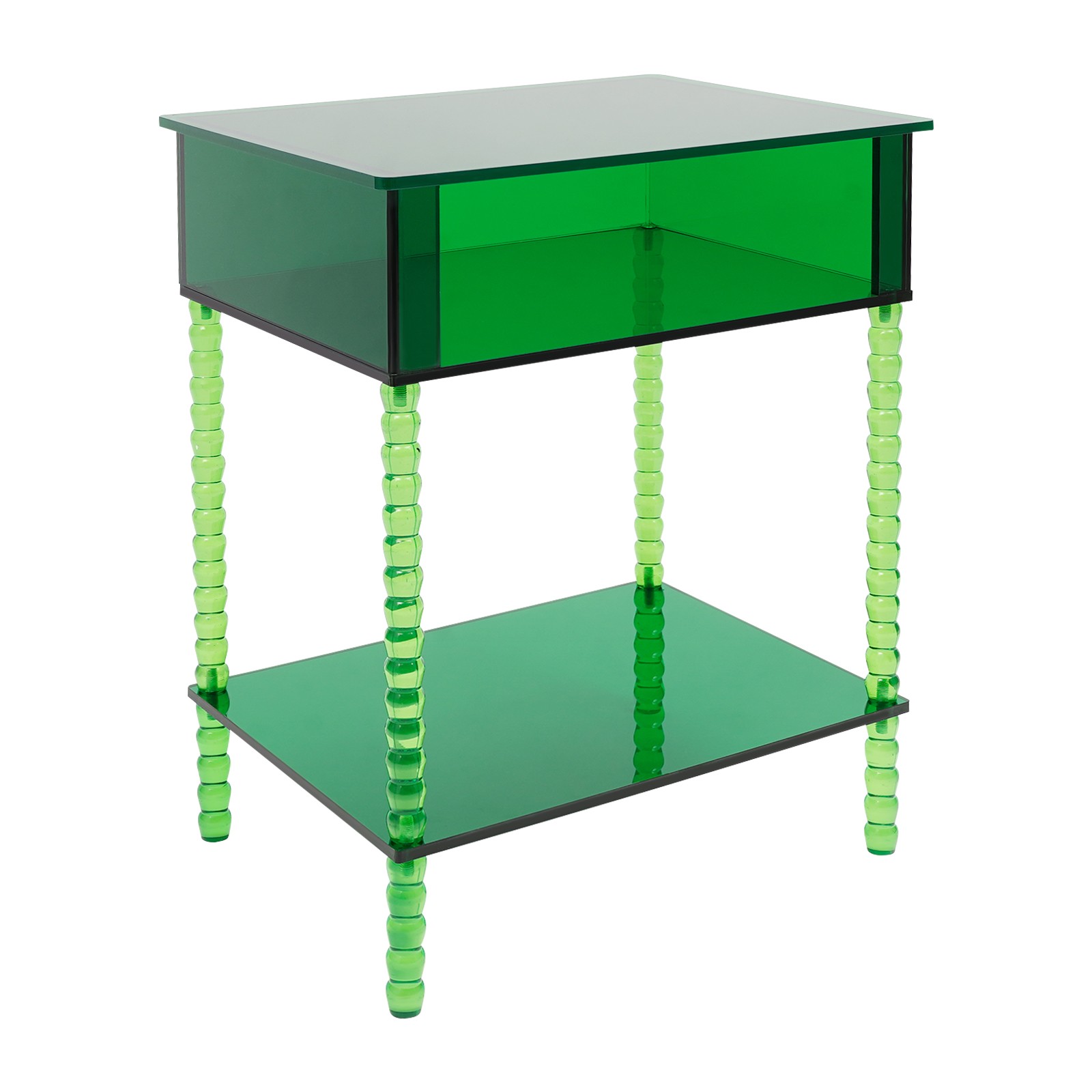 Acrylic Side Table End Table w/ Storage Nightstand for Living Room Bedroom Green