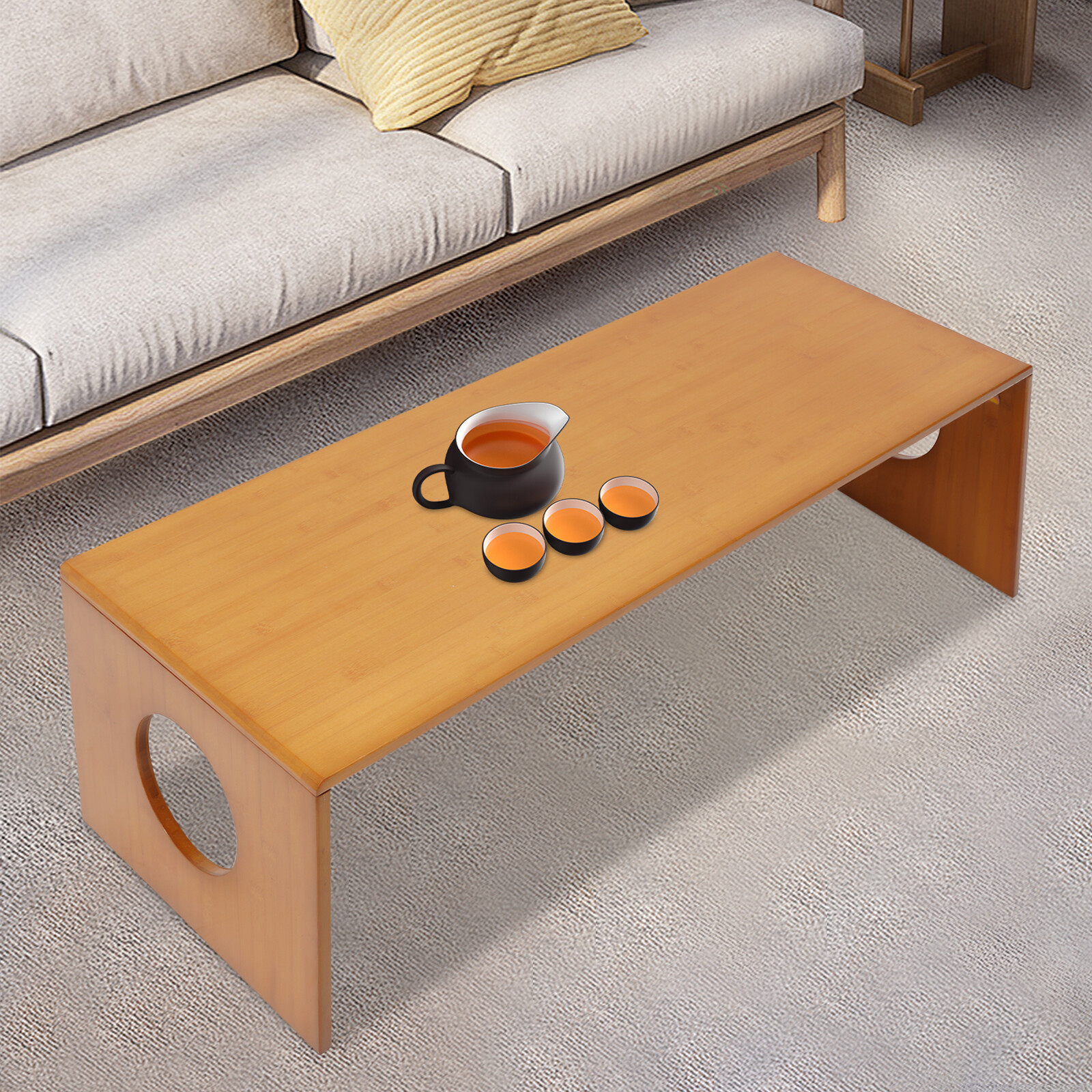Bamboo Foldable Coffee Table Floor Table Home Decor for Living Room/Bedroom