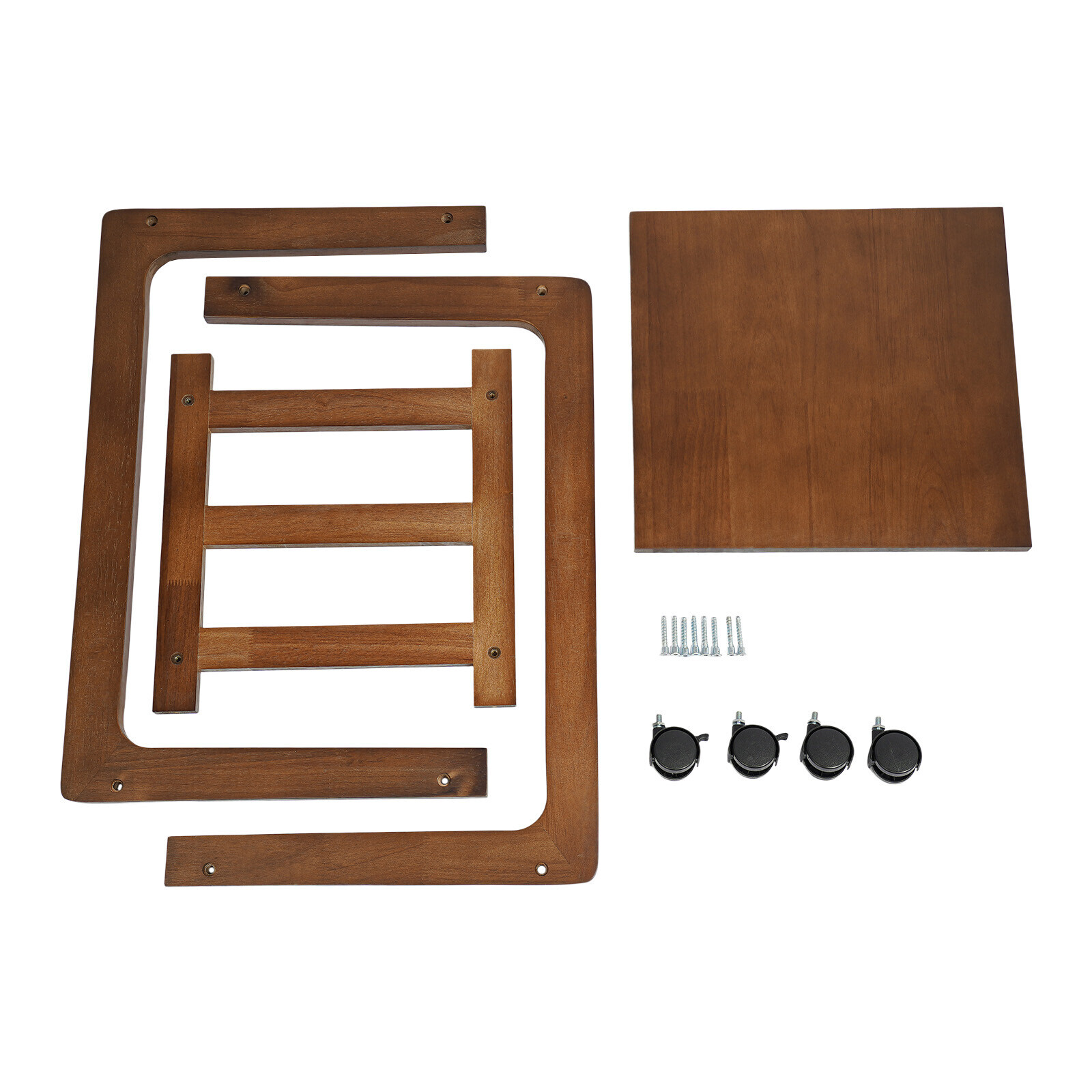 C-shaped End Table W/ Universal Wheels Walnut-colored Freestand Small Side Table