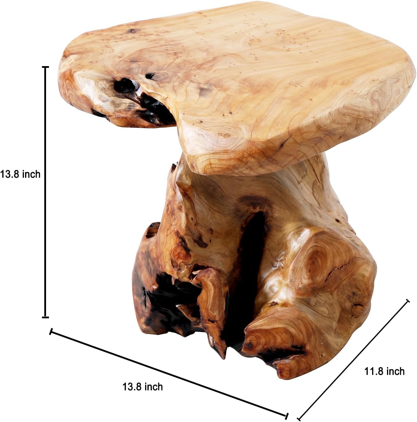 13.8″ Cedar Stump Stool Natural Wood Side Table Live Edge Coffee Table