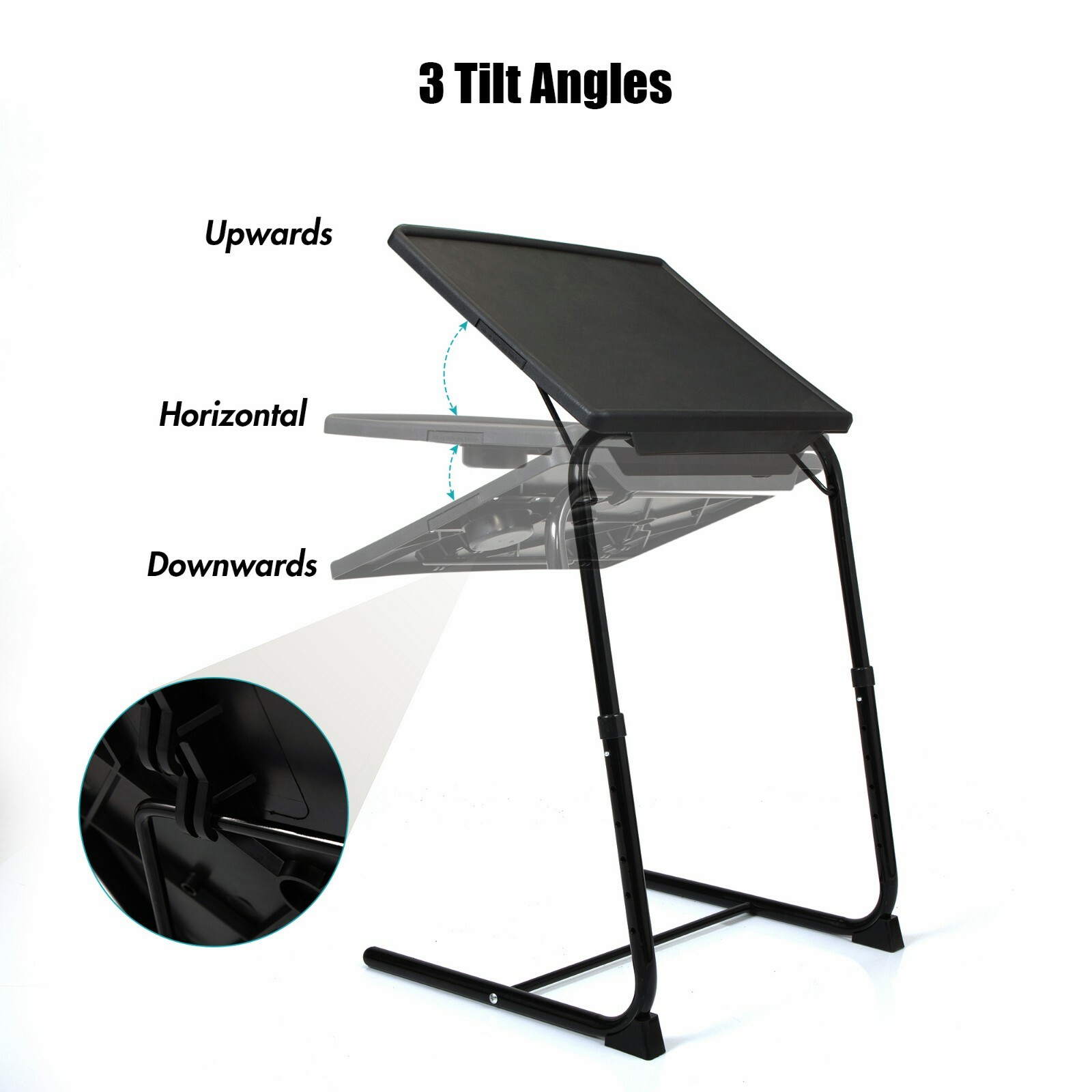 Portable Height Adjustable Laptop Table TV Tray Desk Overbed Stand w/Cup Holder