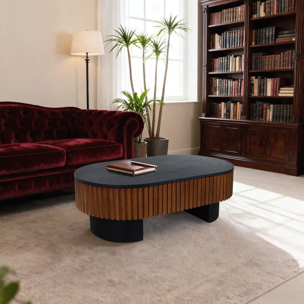 43.7inElliptical coffee table with hidden storage and removable tabletop