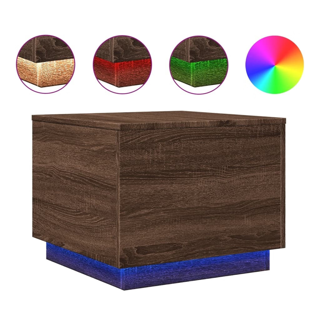 Coffee Table Brown Oak Engineered wood 19.7×19.7×15.7 in