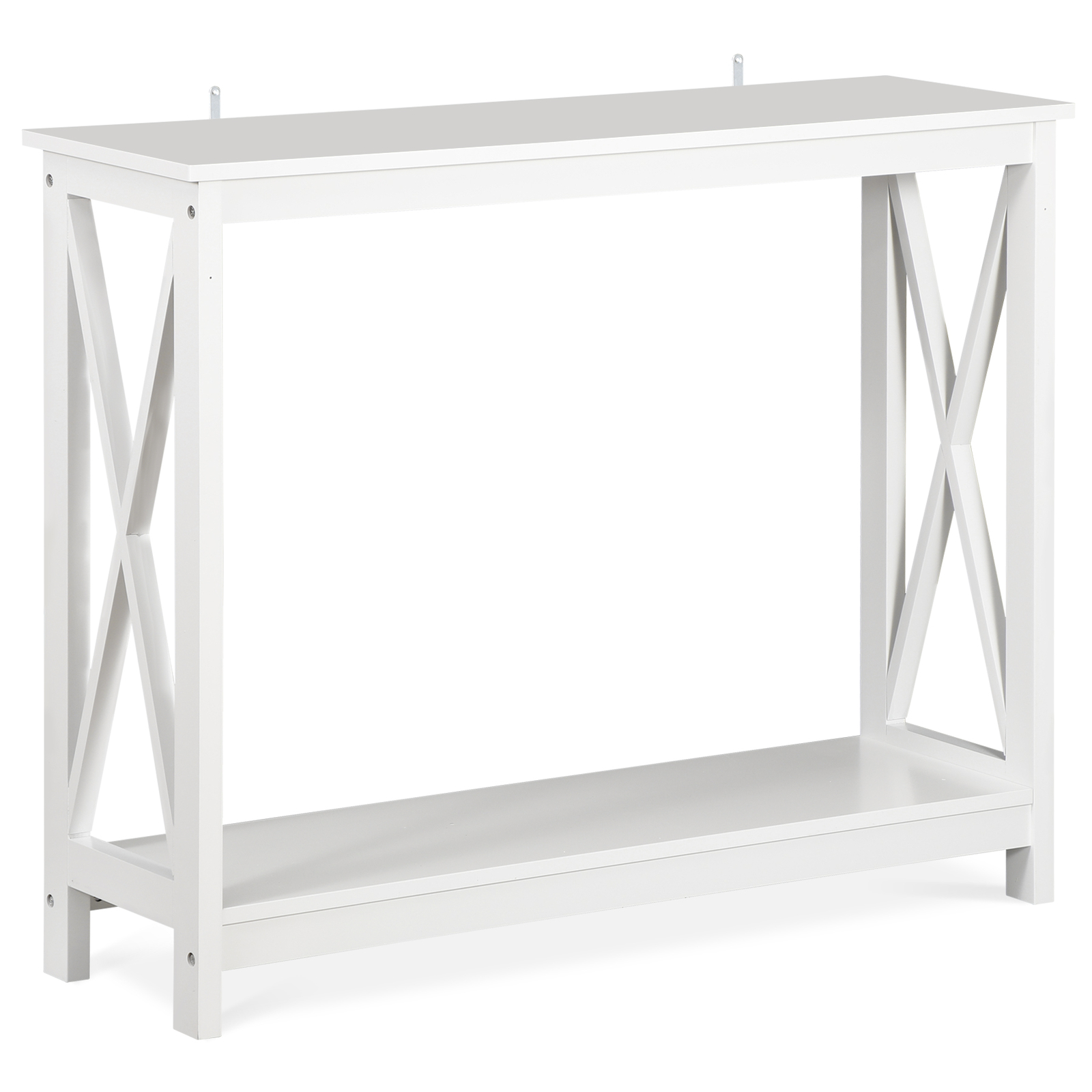 Console Table Entryway Table Narrow Sofa Side Table with 2-Tier Shelves White
