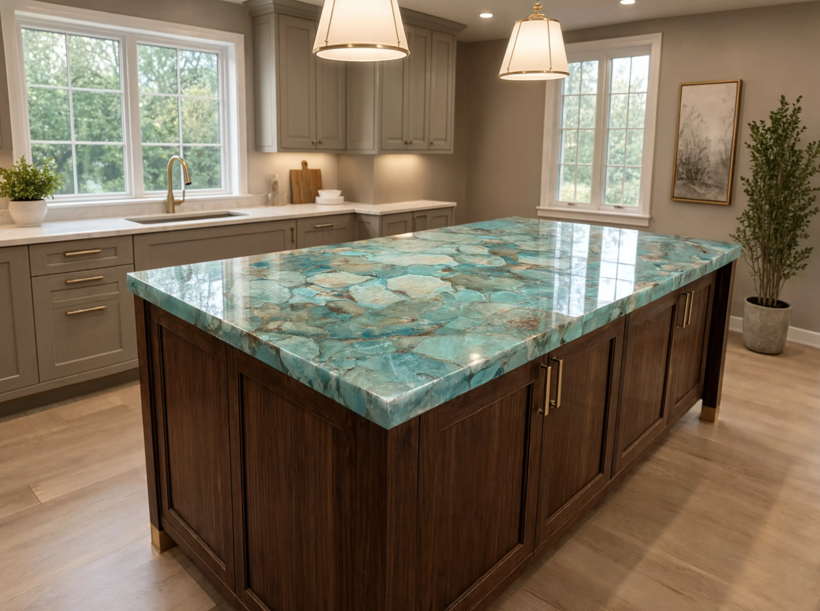 Amazonite Gemstone Countertop | Natural Crystal Stone Slab