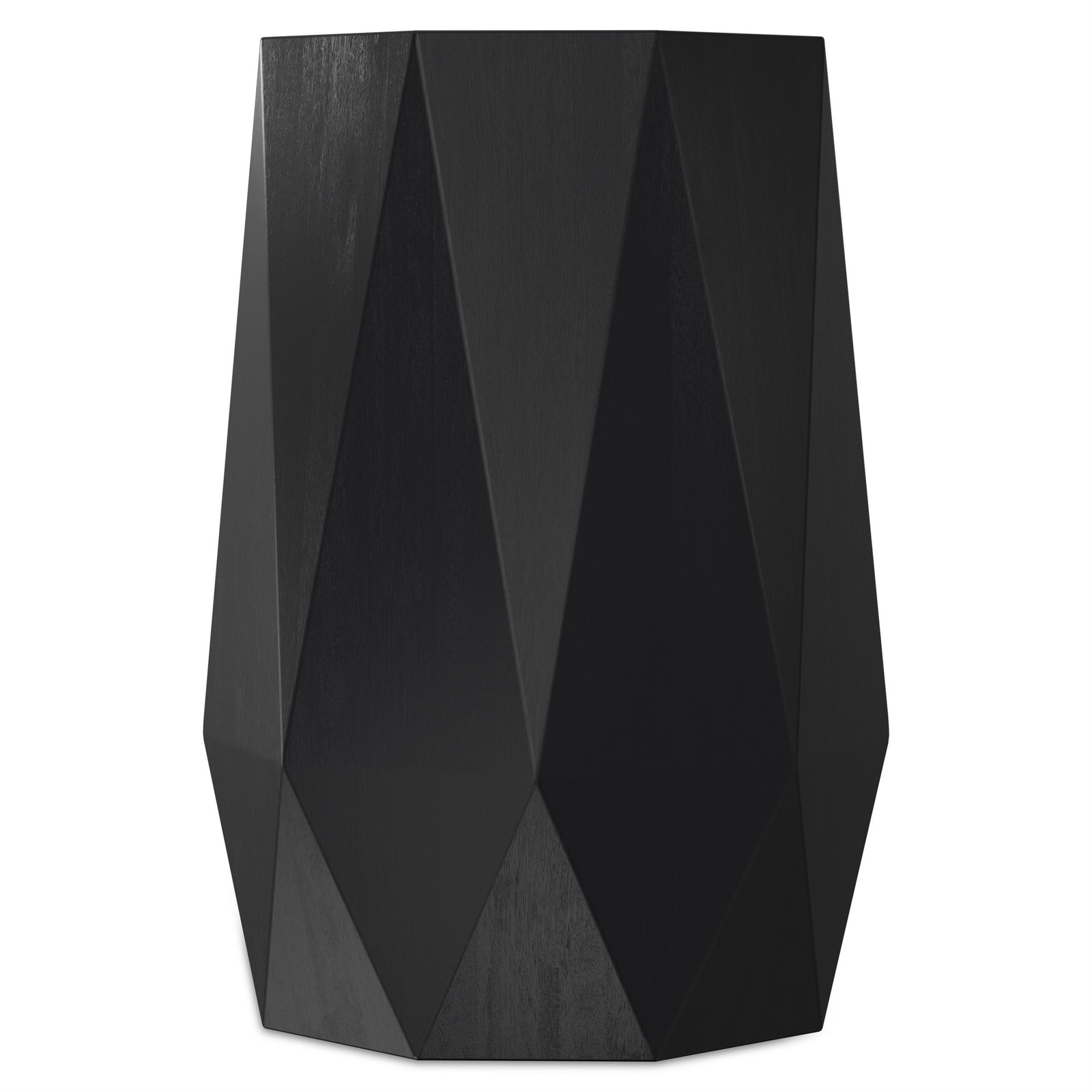 Kurt ACACIA WOOD 15″ Wide Polygon Side Table in Black & Fully Assembled