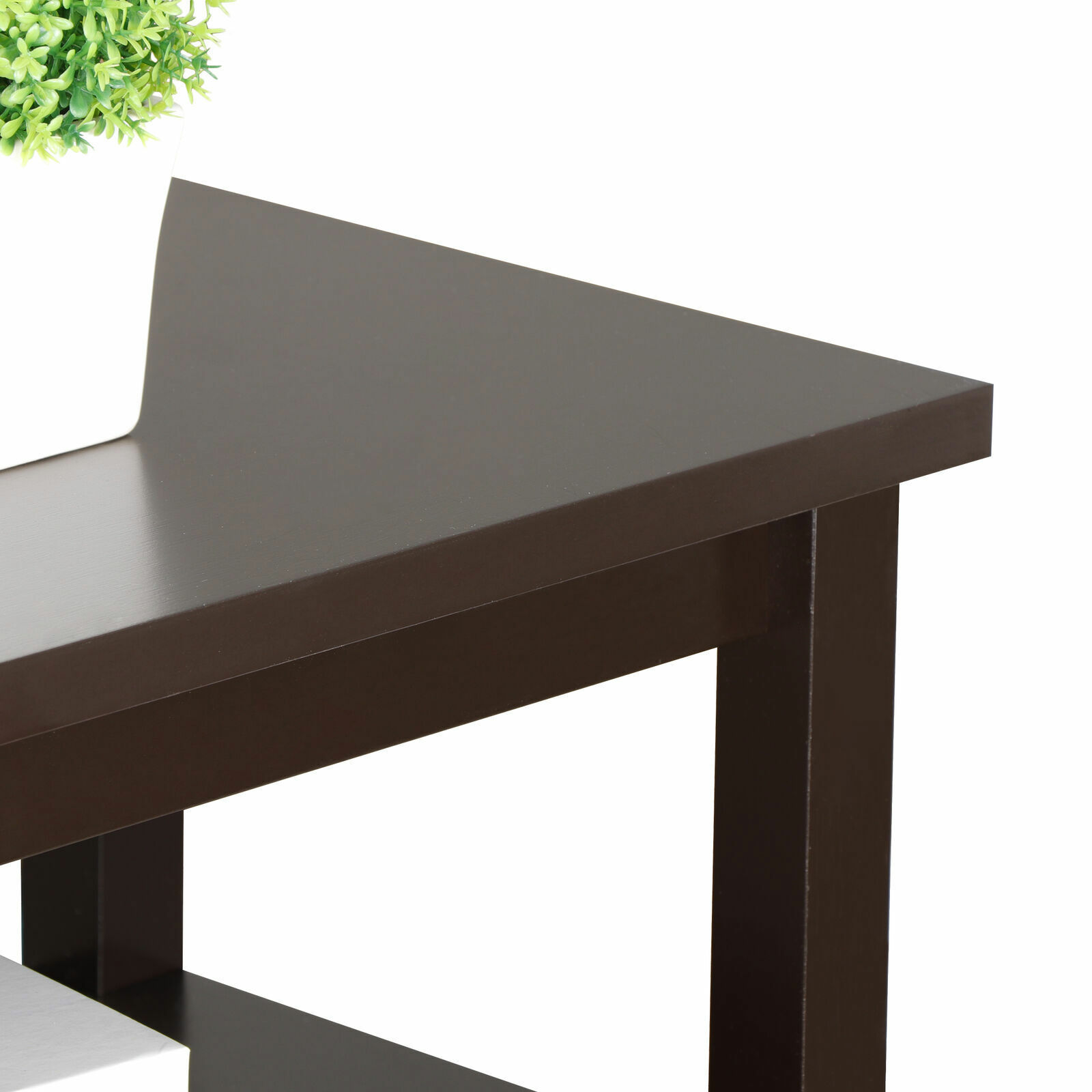 Double End Table with 2 Drawer and Storage Shelf Narrow X-Design Home Decor