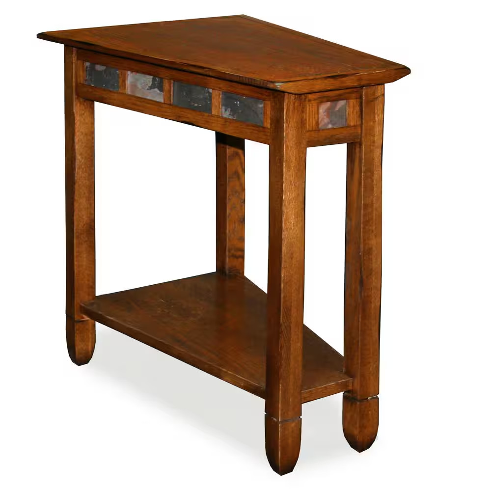 17 In. W X 23.5 In. D Rustic Wood with Rustic Slate Highlights Wedge Shaped Wood
