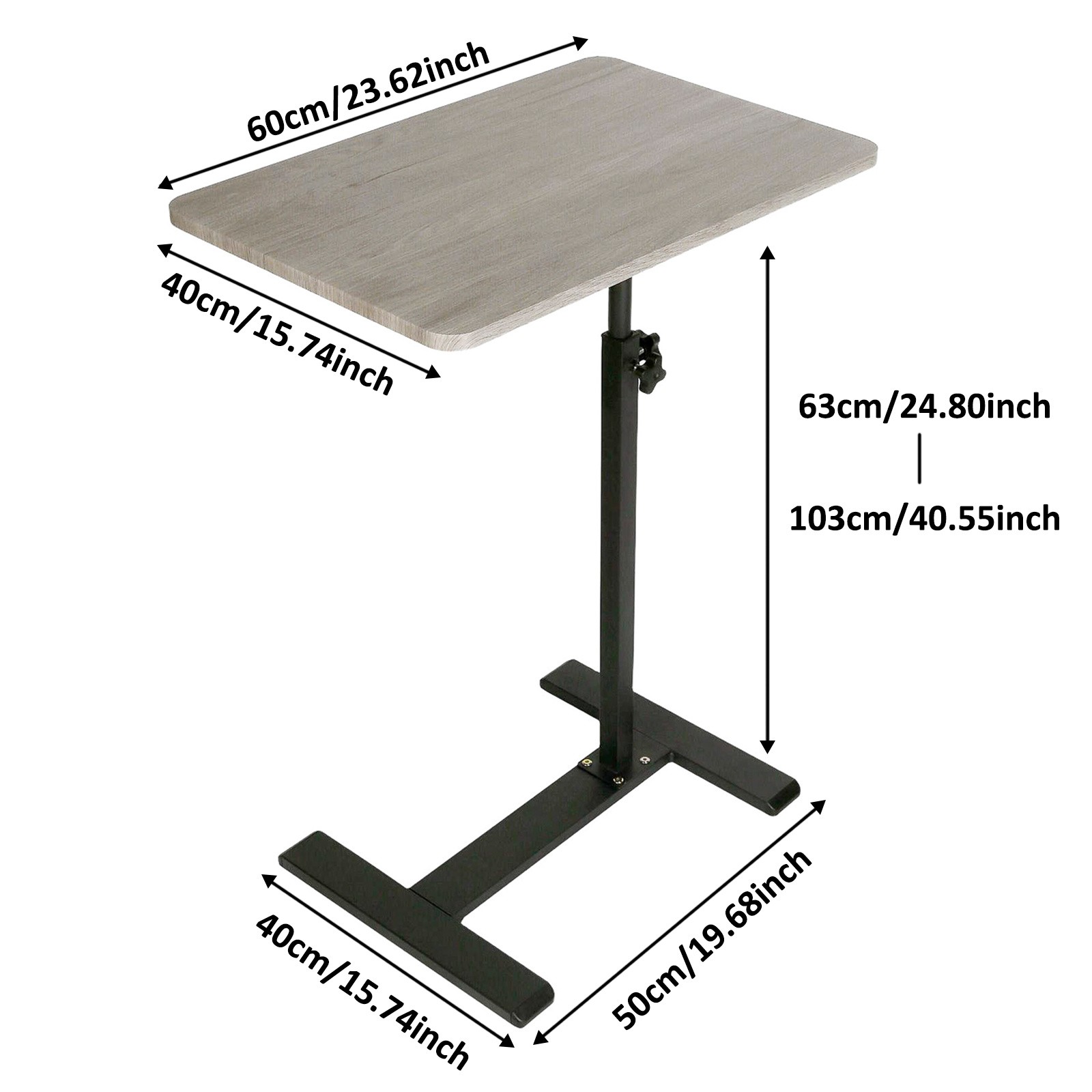 Adjustable Height Couch Tables 360° TV Tray For Laptop Stand Steel Wooden 40.5in