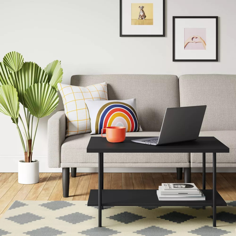 Wood and Metal Coffee Table Black – Room Essentials