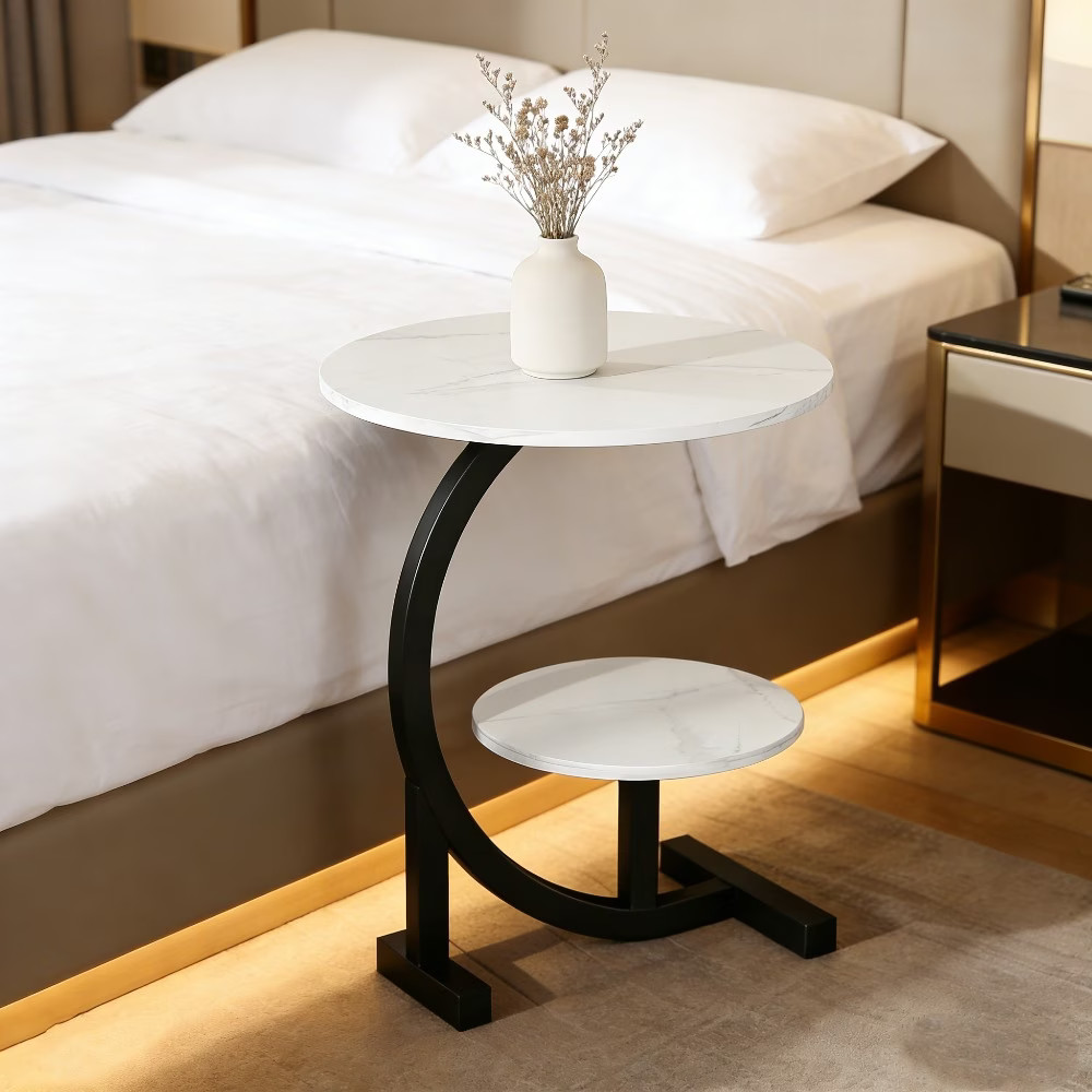 2tier Indoor/Outdoor Side Table Space-Saving Design for Living Rooms Bedroom New