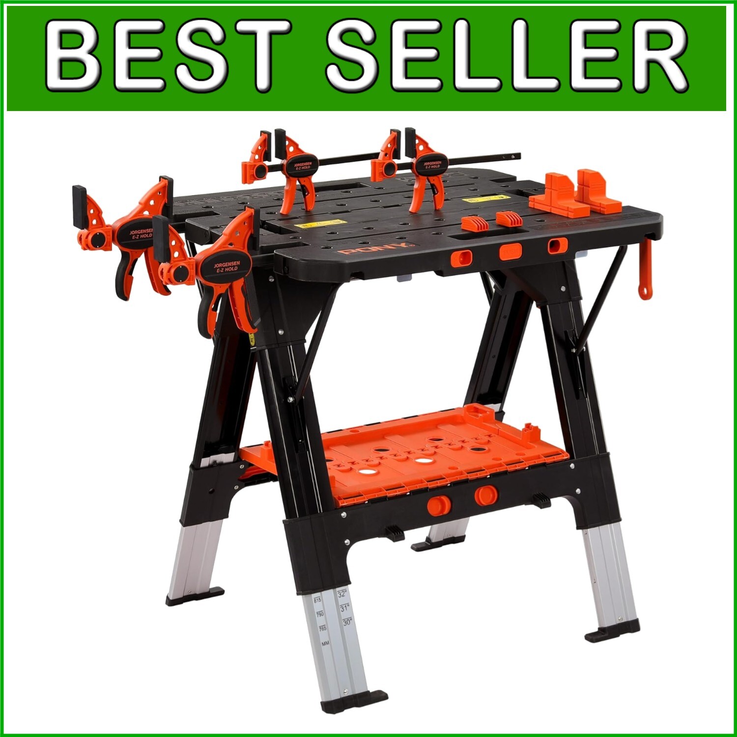 Portable Folding 2-in-1 Workbench & Sawhorse – Lightweight & Multifunctional