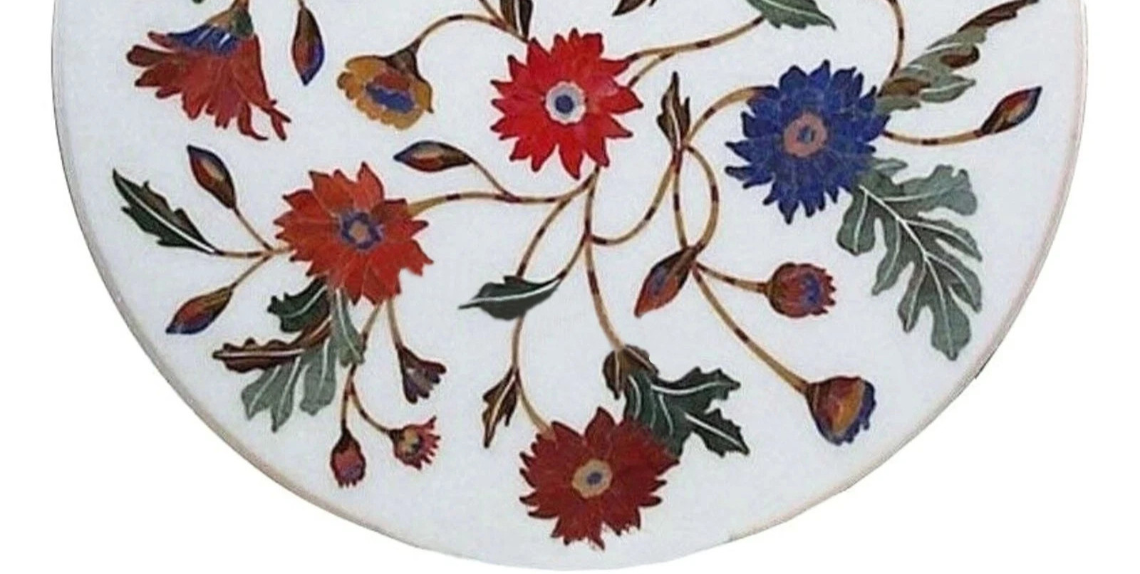 21″ Mable Coffee Table Top Multicolor Stone Inlay Work Balcony Table Royal Look