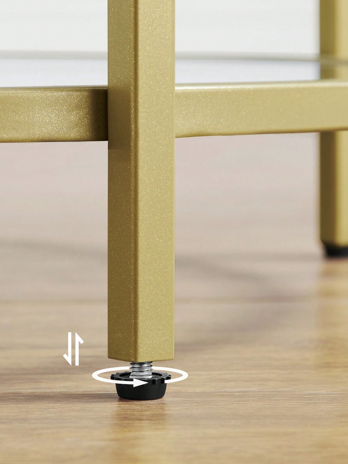 VASAGLE Round Glass Side Table Gold Metal Frame For Living Room Bedroom