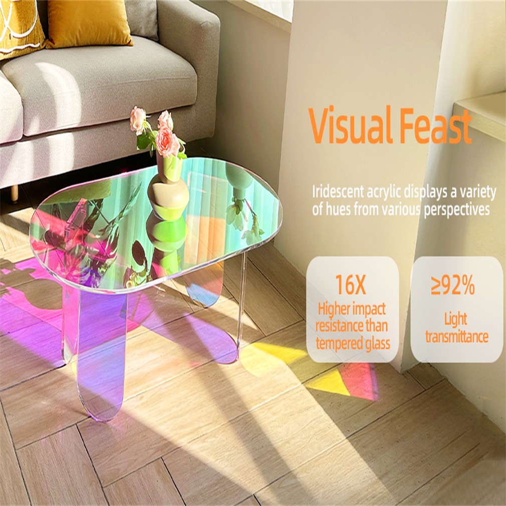 Rainbow-colored Coffee Table With Pvc Mat Vitality Indoor Home Decoration