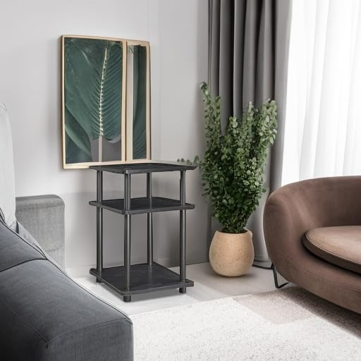 Stylish 3-Tier Modern End Table with Open Shelves – Easy Assembly in Blackwood