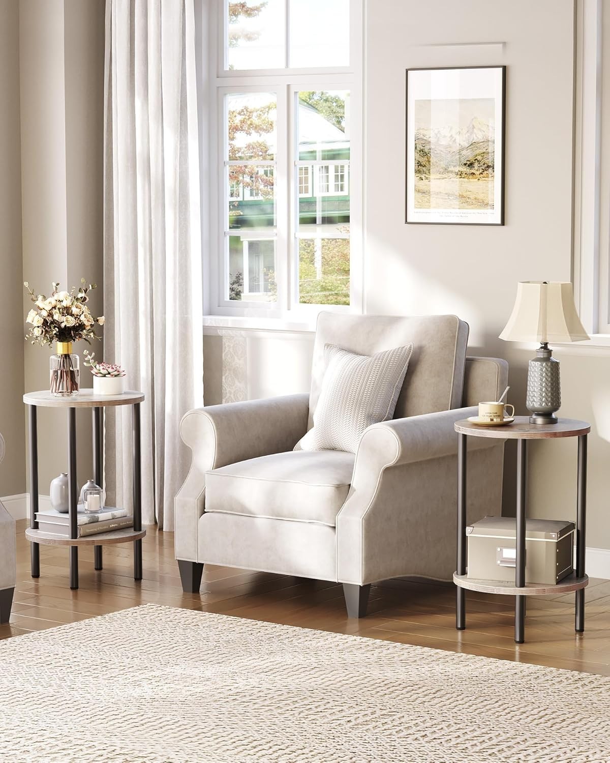 Chic Small Round Coffee Table with Dual-Tier Storage – Perfect for Any Room