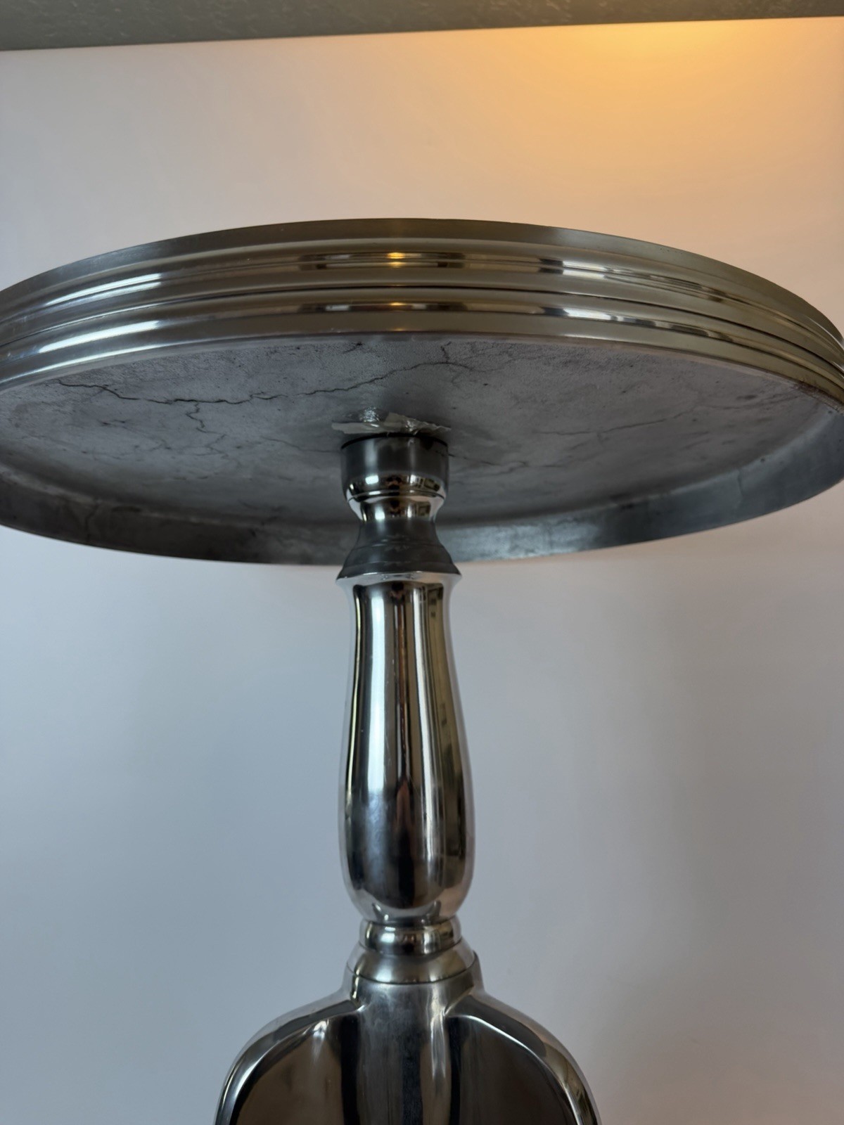 Pair Modern Sculptural Aluminum Pedestal End Tables Contemporary Designer