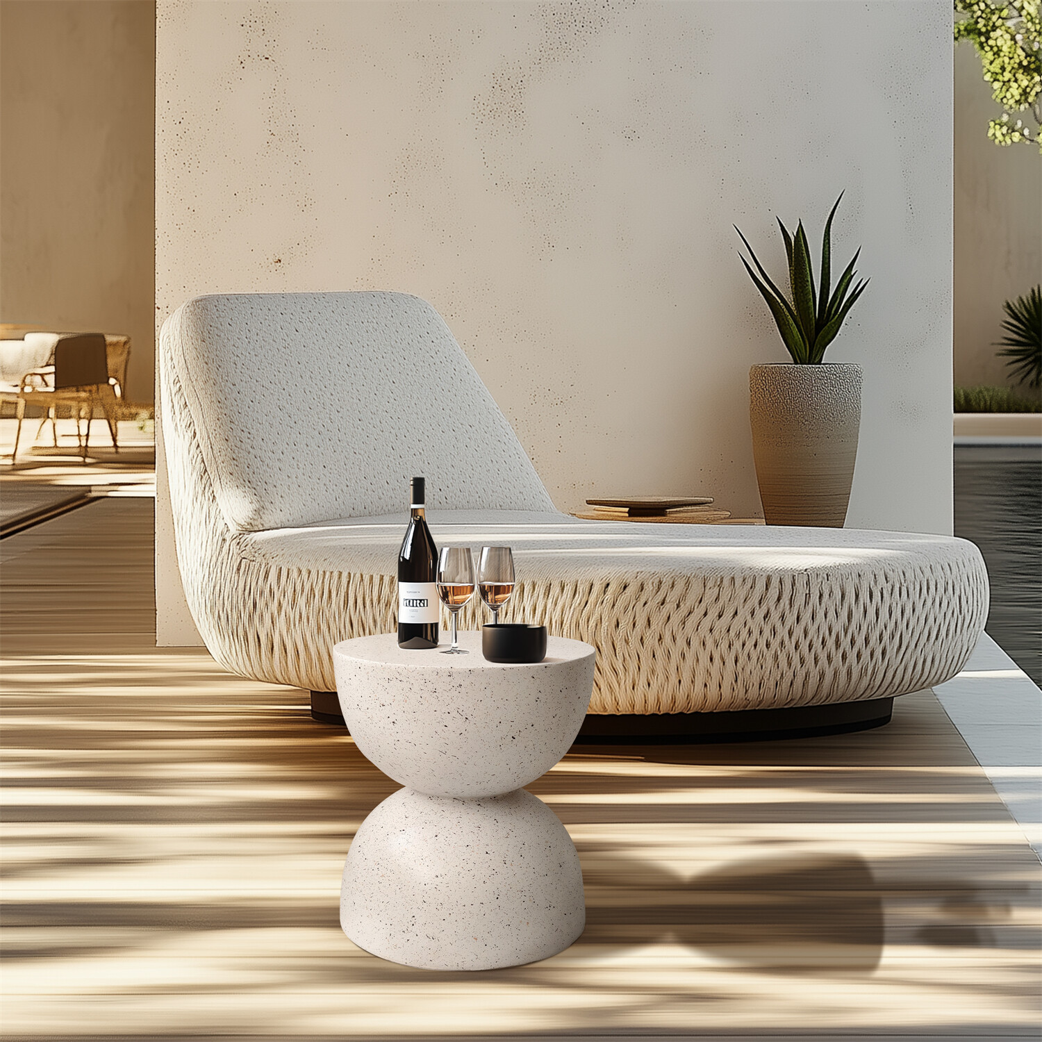 Unique Outdoor Concrete Side Table for Living Room Bedroom End Table Plant Stand