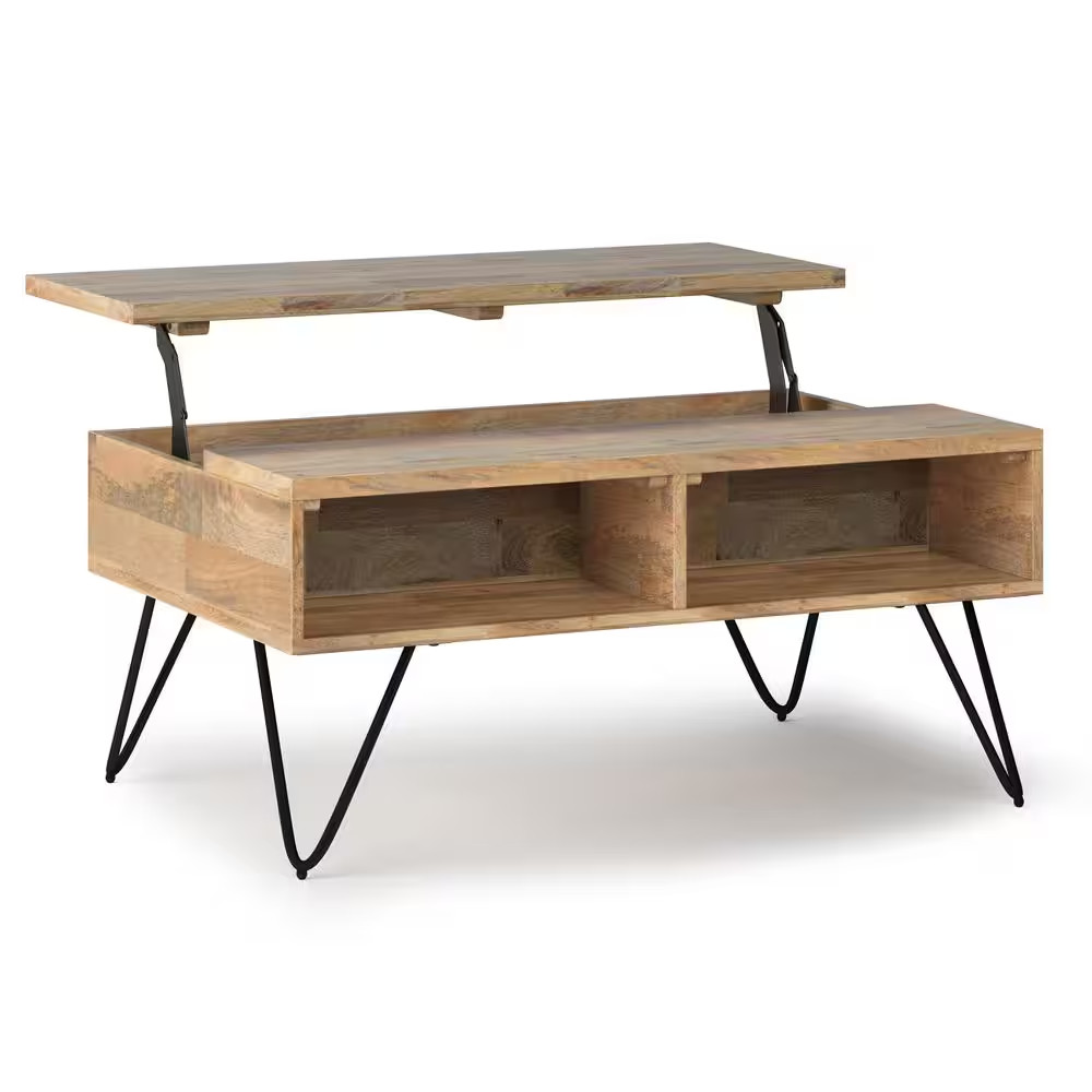 Hunter 36 In. Natural Rectangle Mango Wood Coffee Table with Lift Top