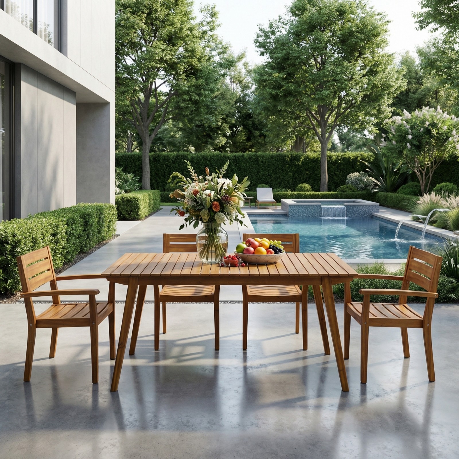 Acacia Wood Outdoor Dining Table 68.5″W x 37.5″D x 30″H