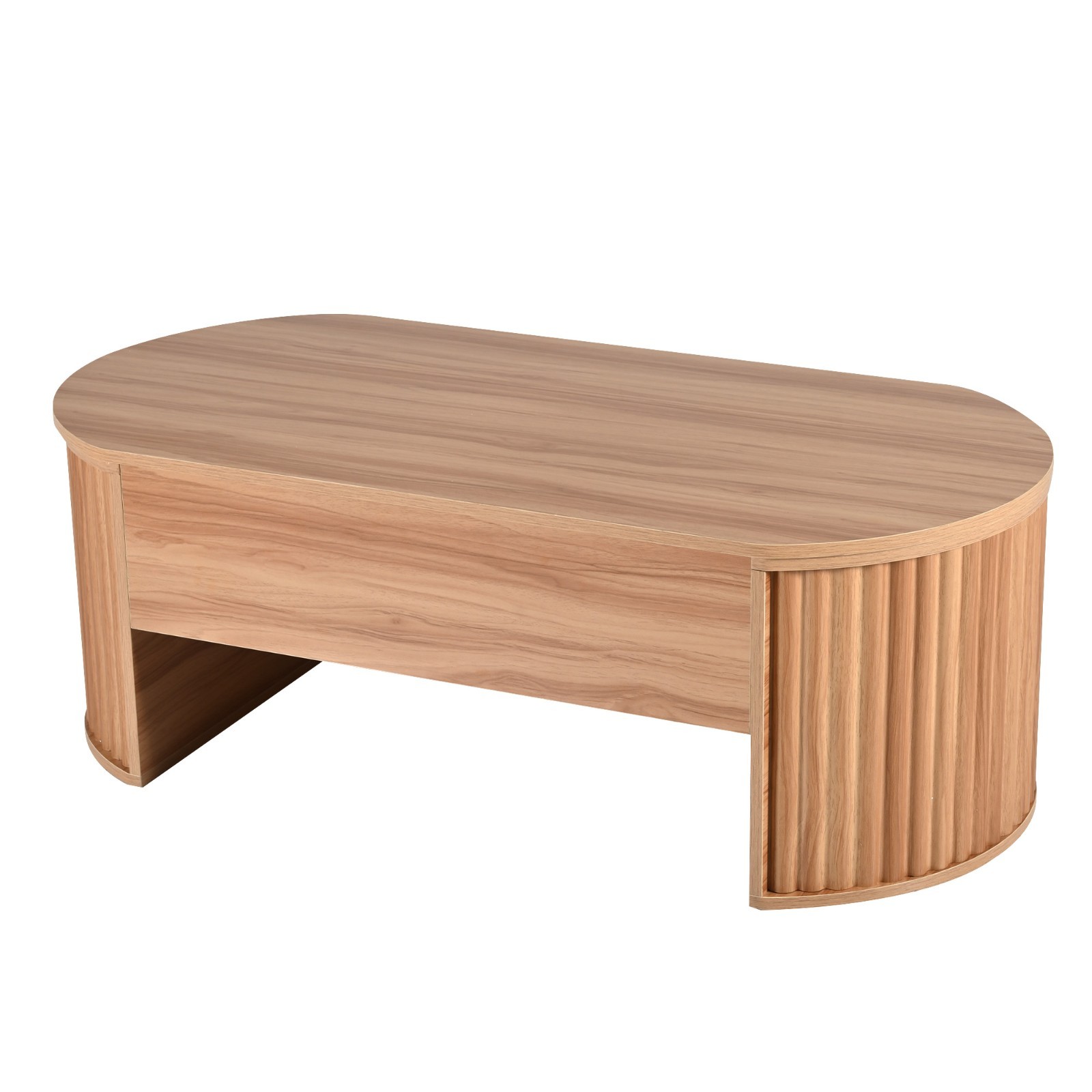 Modern Oval Lift-Top Coffee Table Center Table w/ Hidden Storage For Living Room