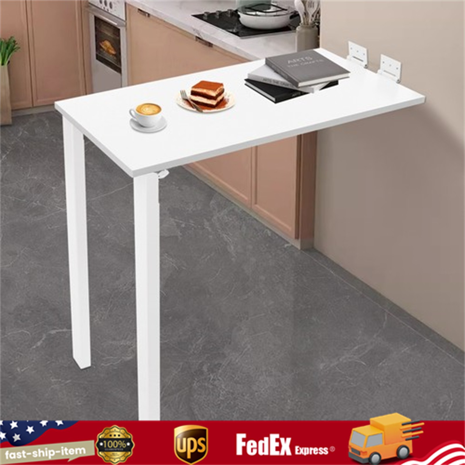 White Wall Mounted Folding Table Wood Folding Dining Table Folding Table