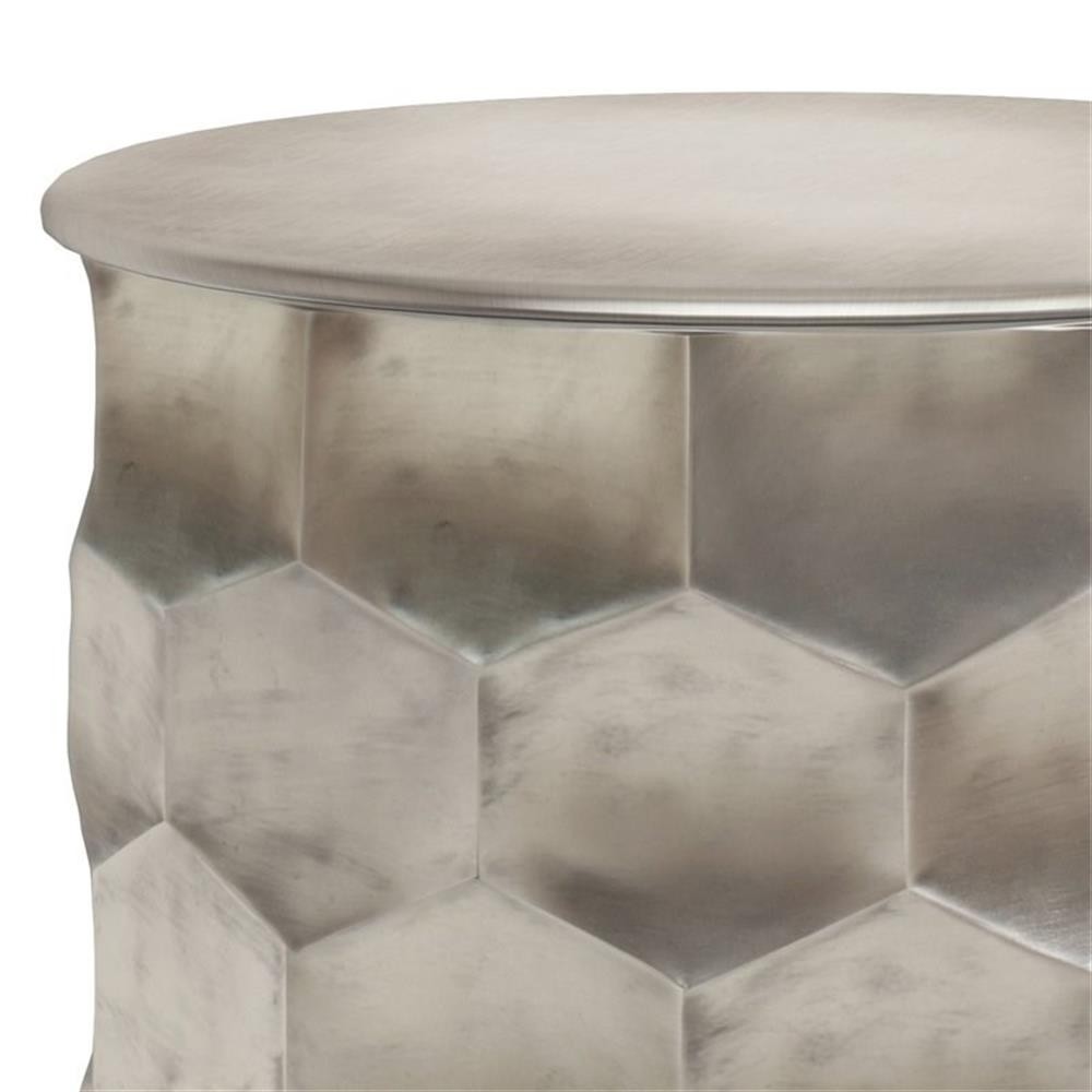 Simpli Home Whitney Industrial 17 ” Metal Storage Accent Side Table in Antiqu…