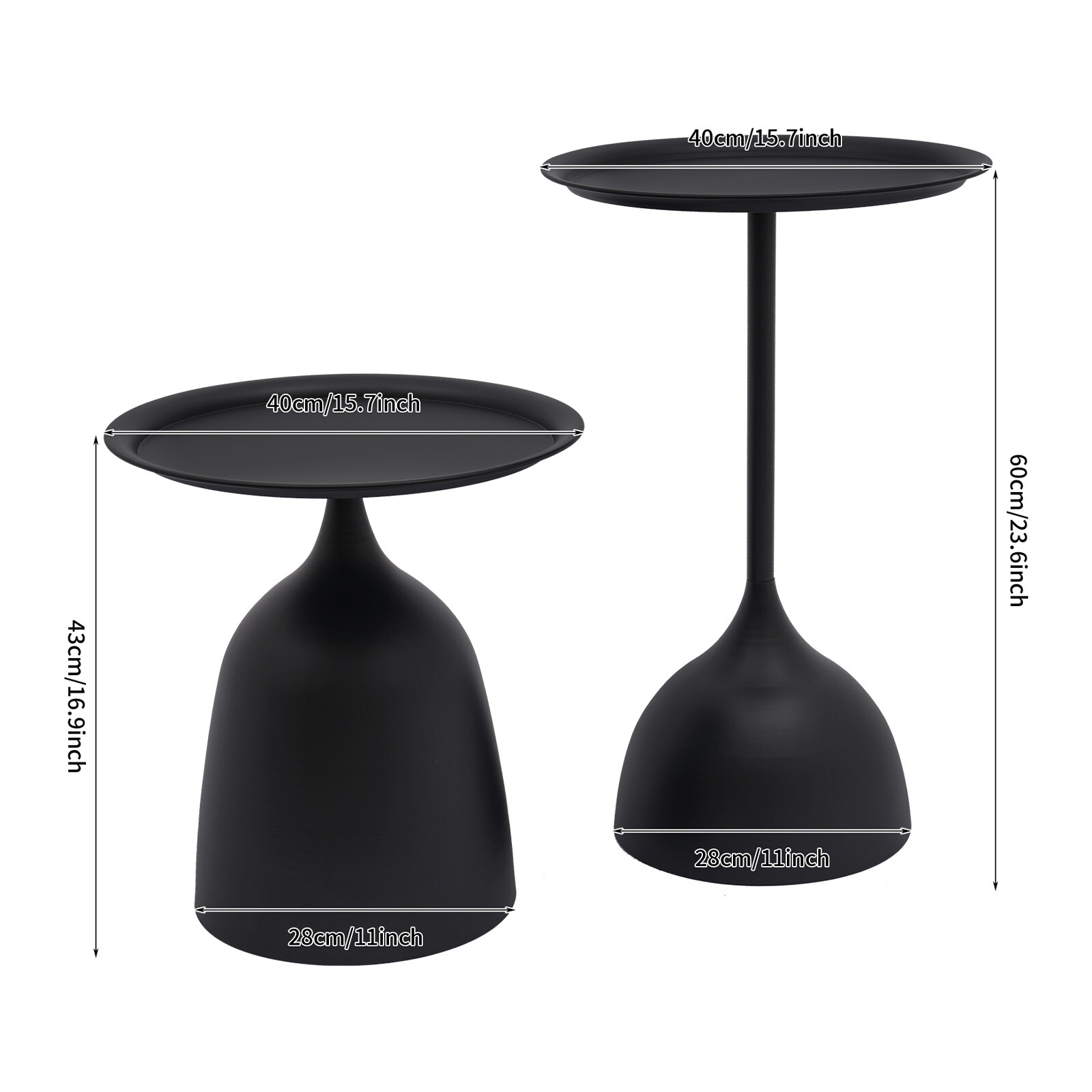 2Pcs Round Side Tables Modern Iron Sofa Coffee End Desks For Living Room Bedroom