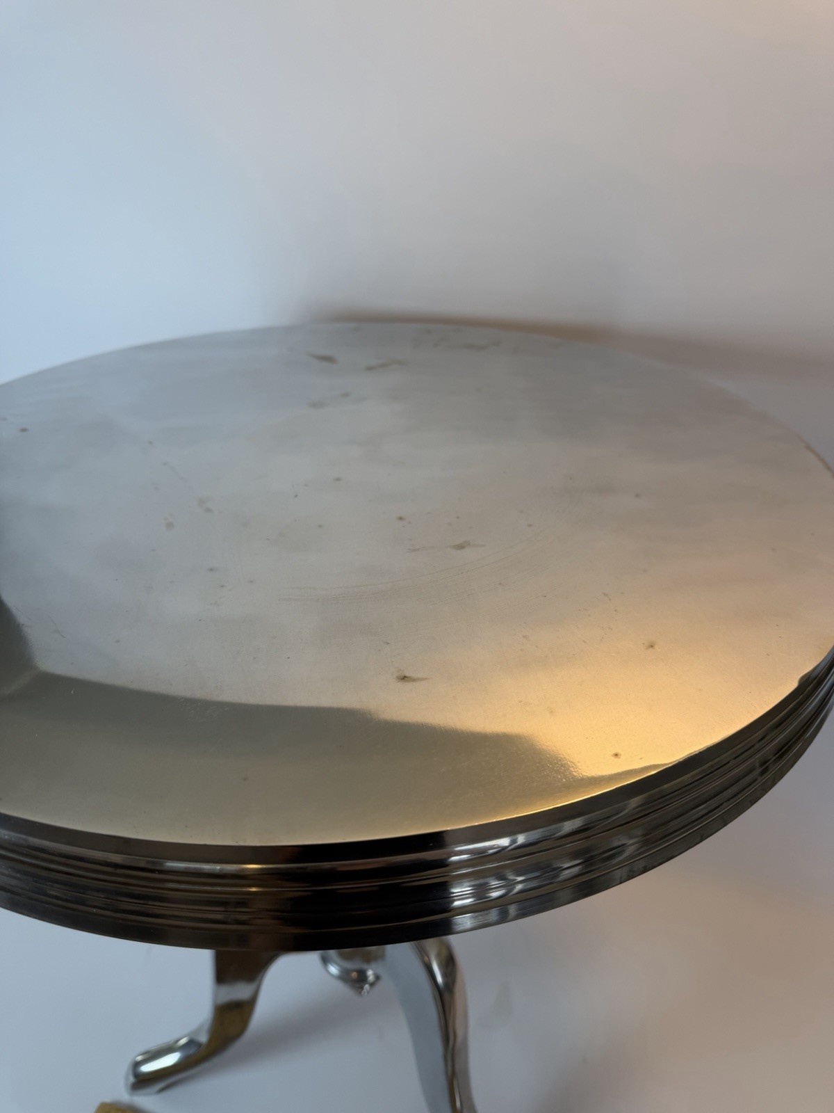 Pair Modern Sculptural Aluminum Pedestal End Tables Contemporary Designer