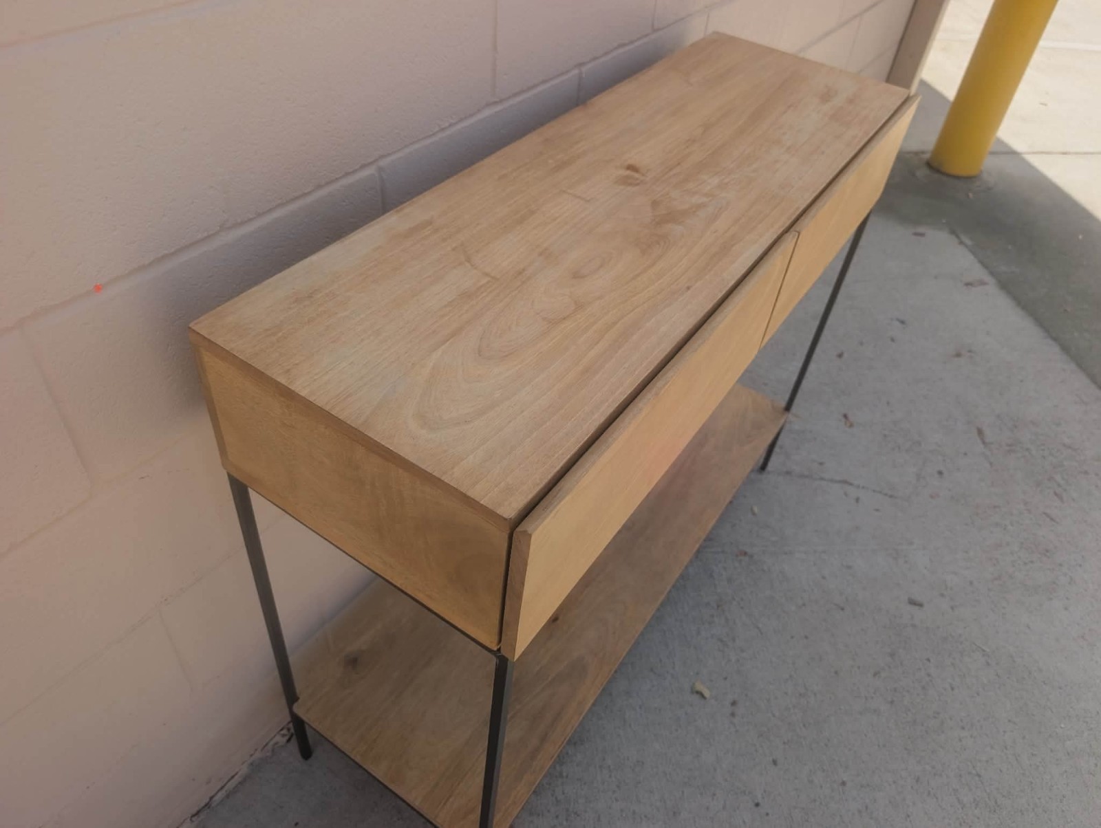 West Elm Raw Mango Wood & Iron Industrial storage console 42”