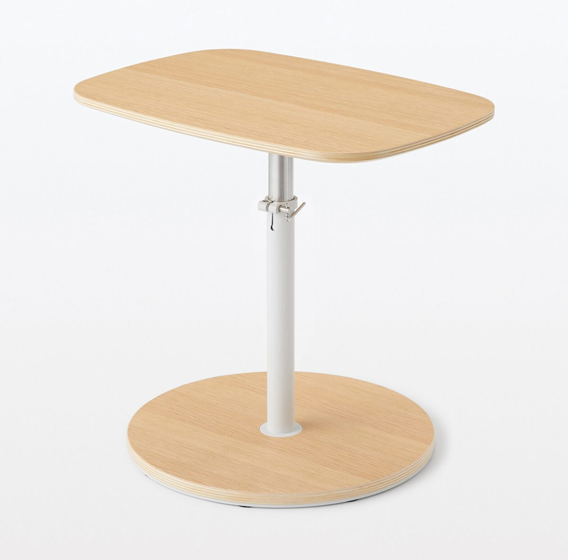 MUJI Side Table Adjustable Height 19.6 x 15.7 x 14.5-22.8in NEW oak wood