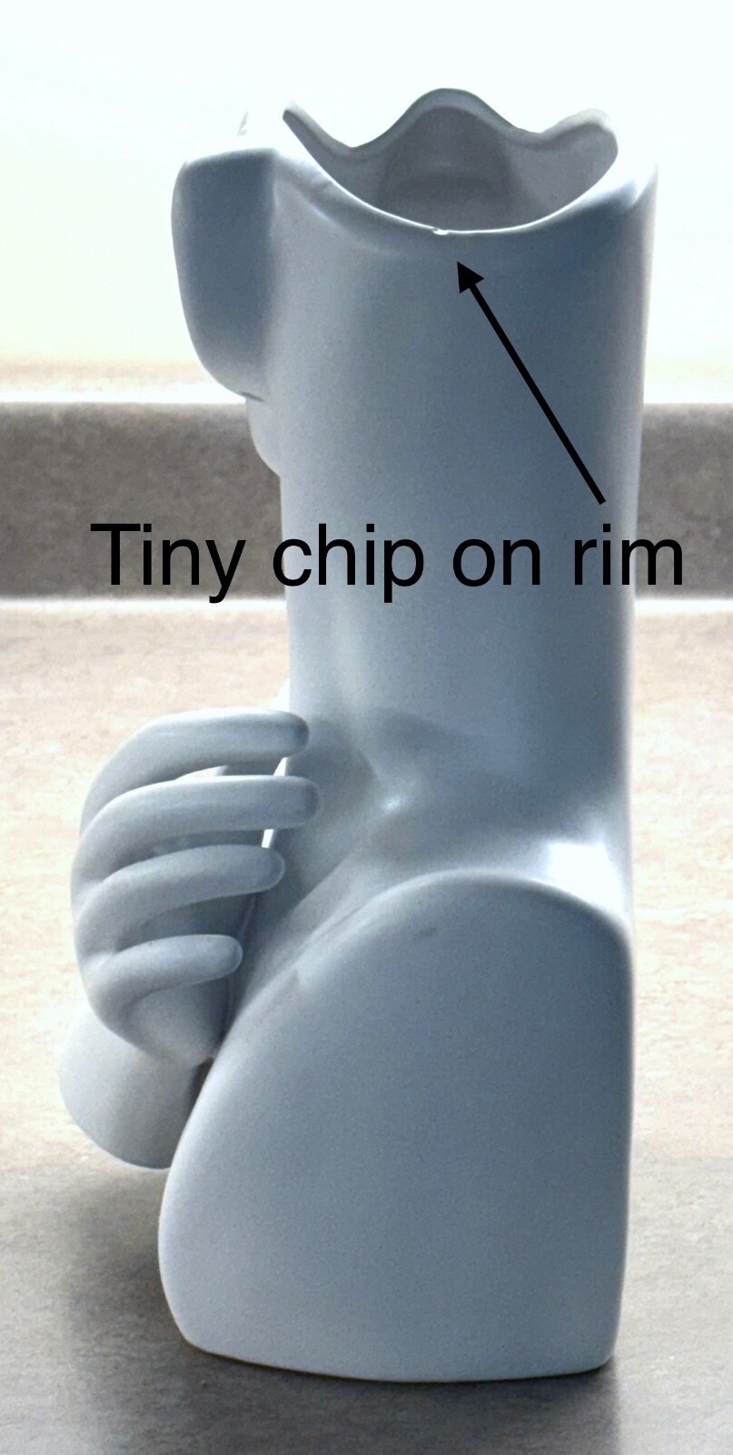 ART DECO ~ MODERNIST SOLID WHITE ~ LADY BODY VASE w PIERCED EARRING DISPLAY GC