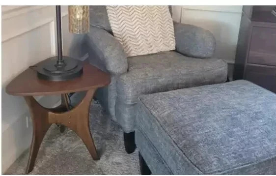 Mid-Century Modern Triangle Side Table Brown Wooden Farm Country Small Bedside