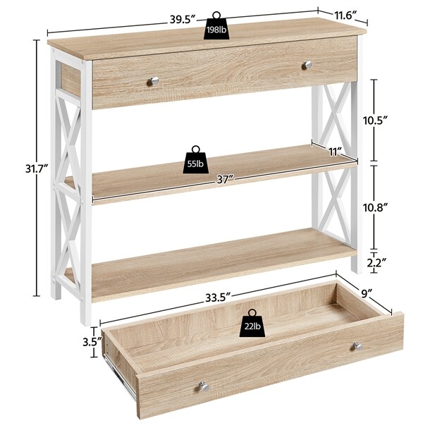 Wooden Console Table with Drawer for Entryway Sofa Table Living Room Light Oak
