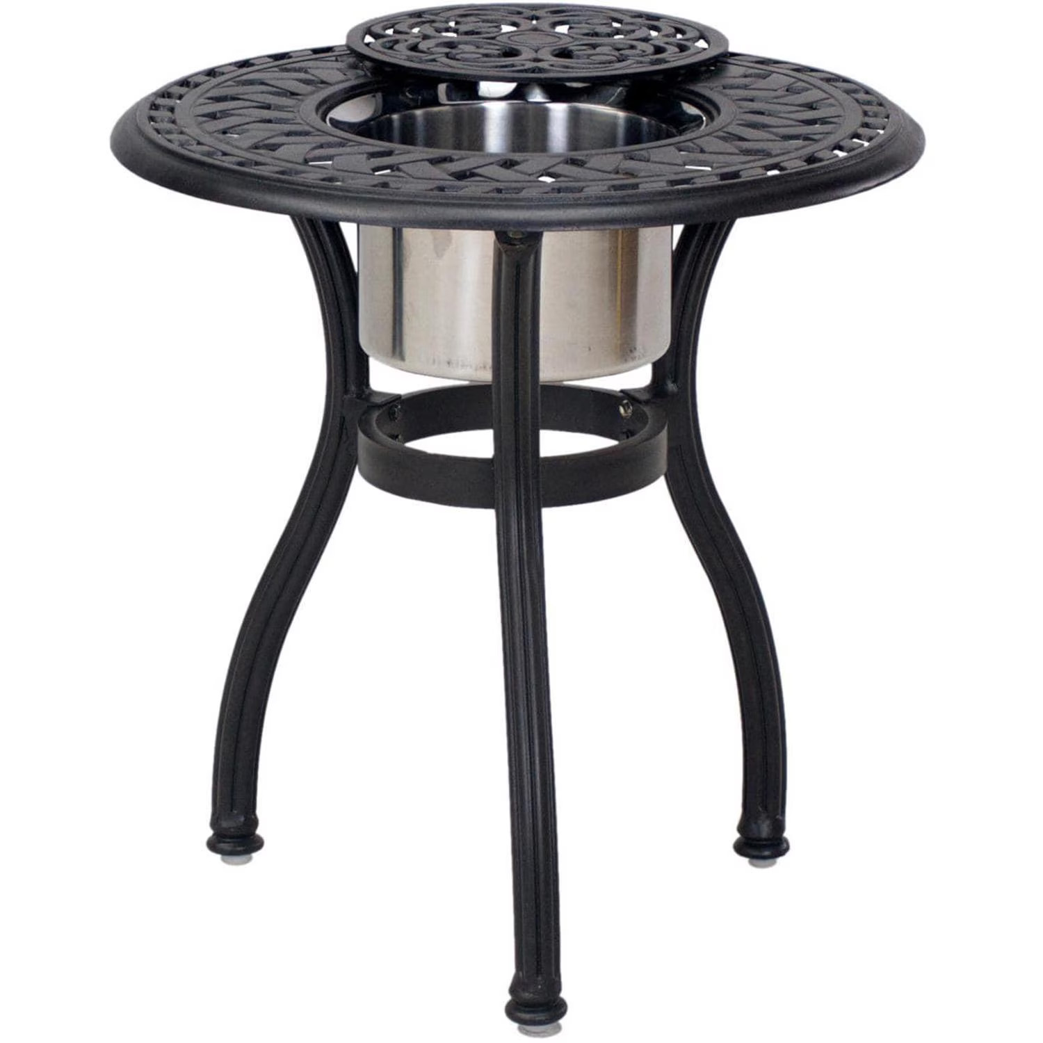 Santa Anita 3 Pc Cast Aluminum Chaise Lounge Set 24-in Ice Bucket End Table &