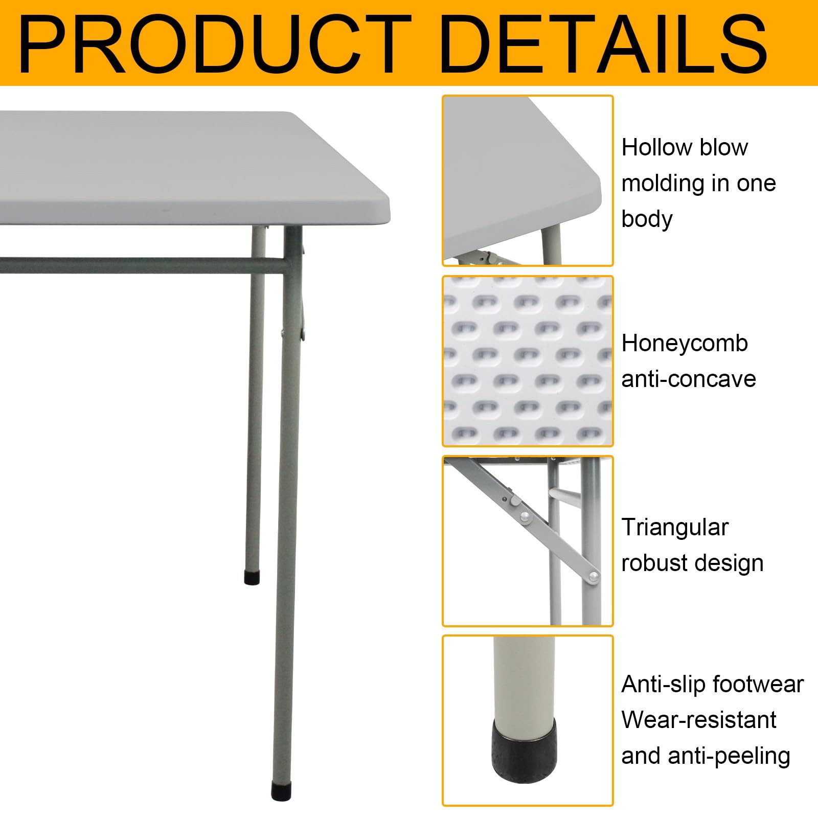 New Best Folding Table 3ft Rectangular All-Occasion Plastic Event for Indoor and